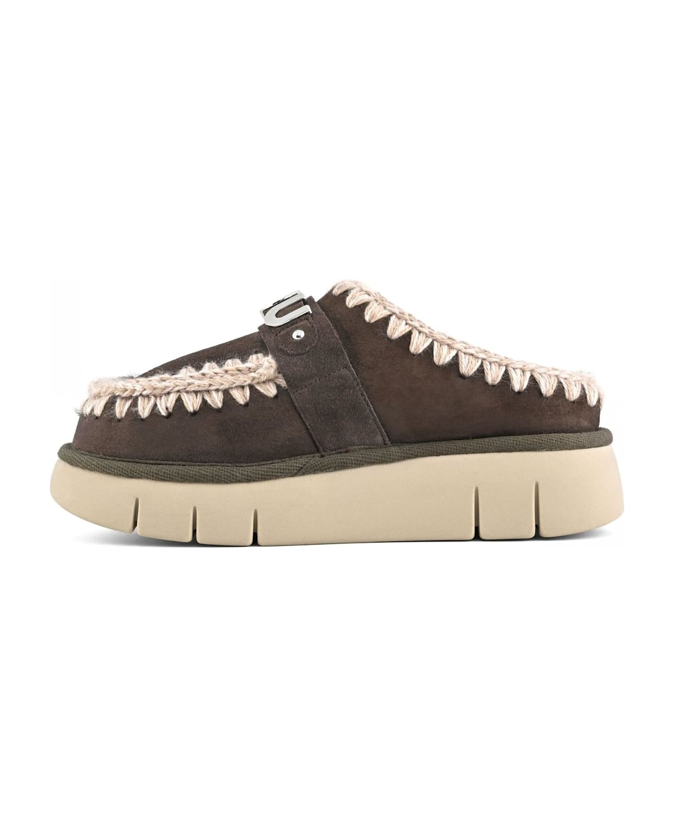Mou Brown Double-face Sheepskin Bounce Clog - Brown