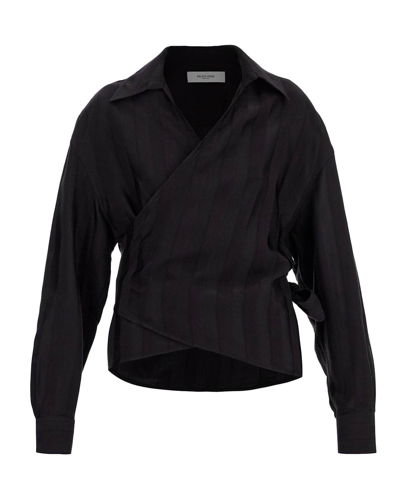 Golden Goose Women's Wrap Shirt In Night Stripe Viscose - NIGHT SHADE (Black)