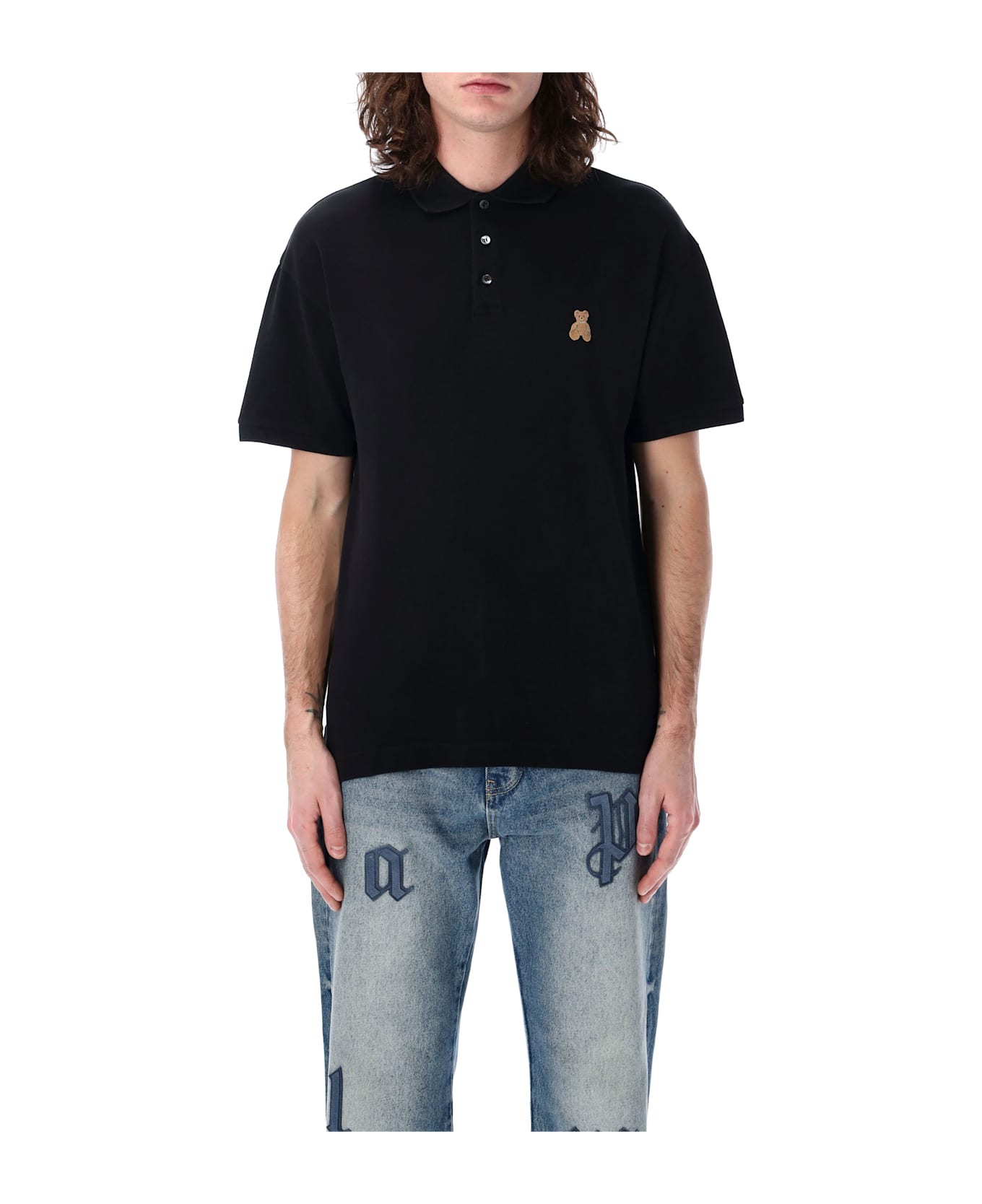 Palm Angels Bear In Mind Polo T-shirt - BLACK