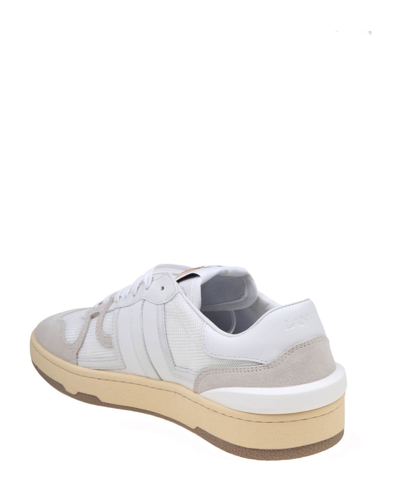 Lanvin Clay Low Top Sneakers In Mesh And Suede Color White - White