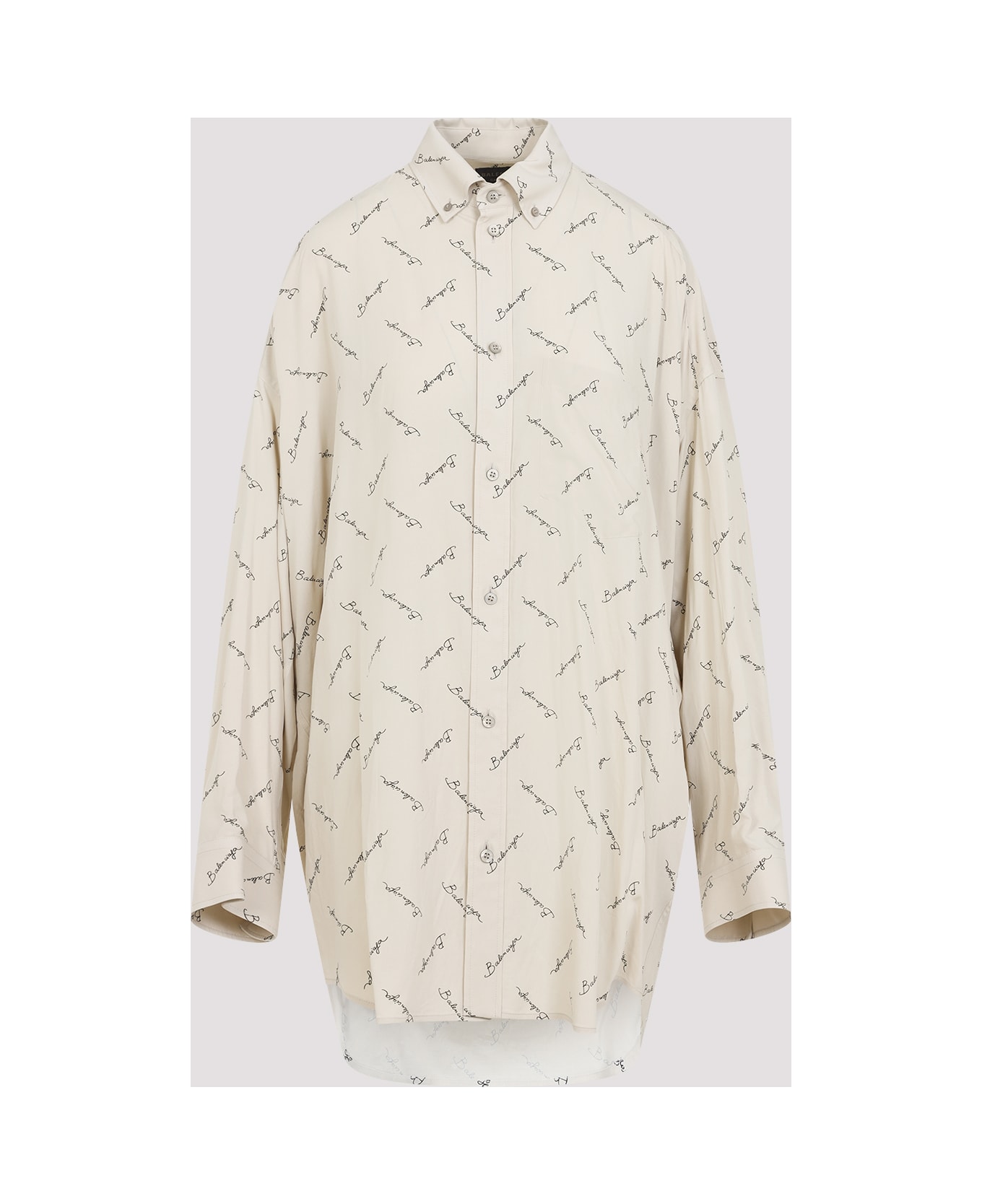 Balenciaga Long Sleeves Cocoon Shirt - Light Beige Black