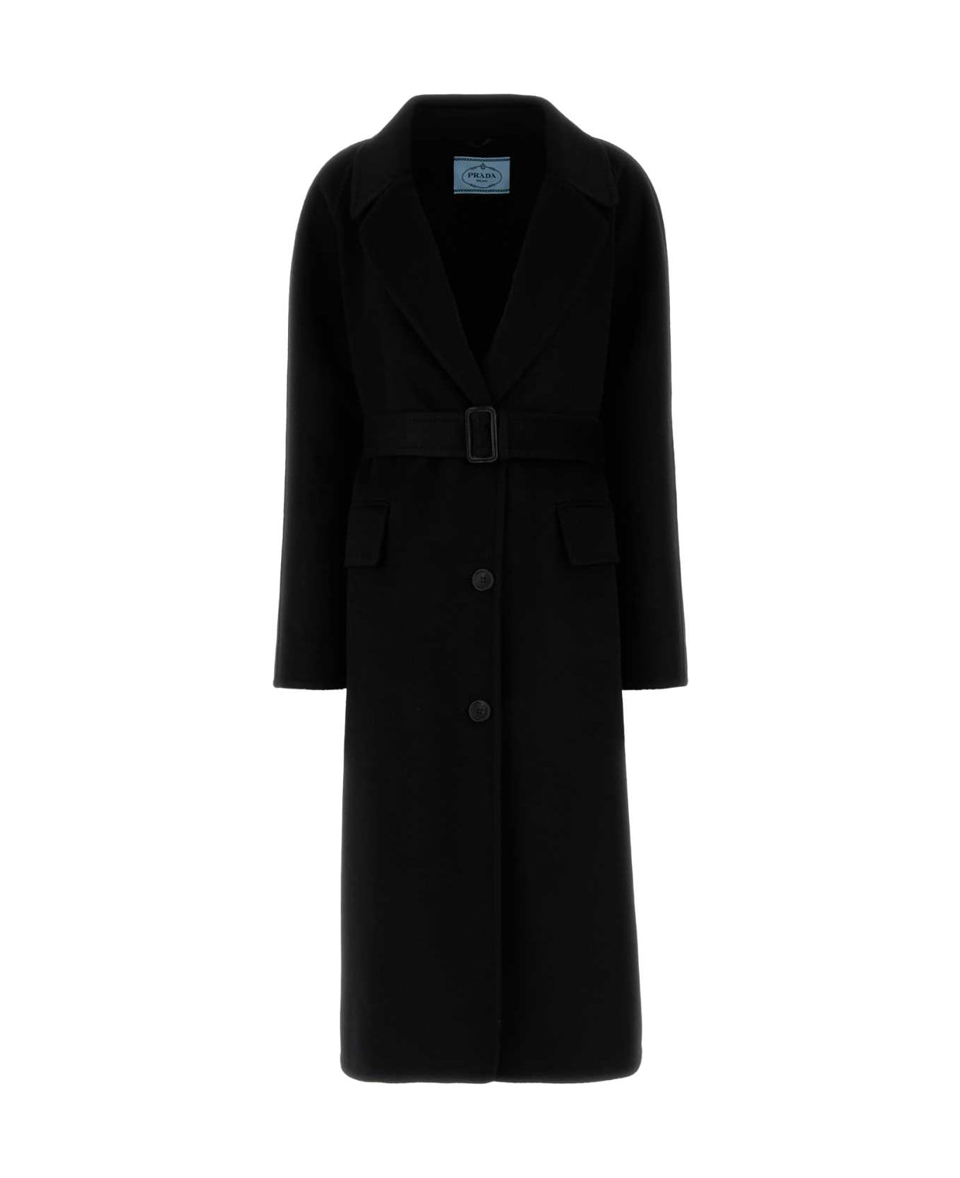 Prada Black Wool Blend Coat - NERO