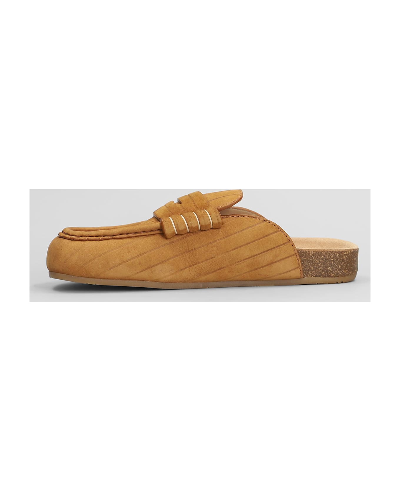 J.W. Anderson Stitch Loafer W Slipper-mule In Brown Suede - brown
