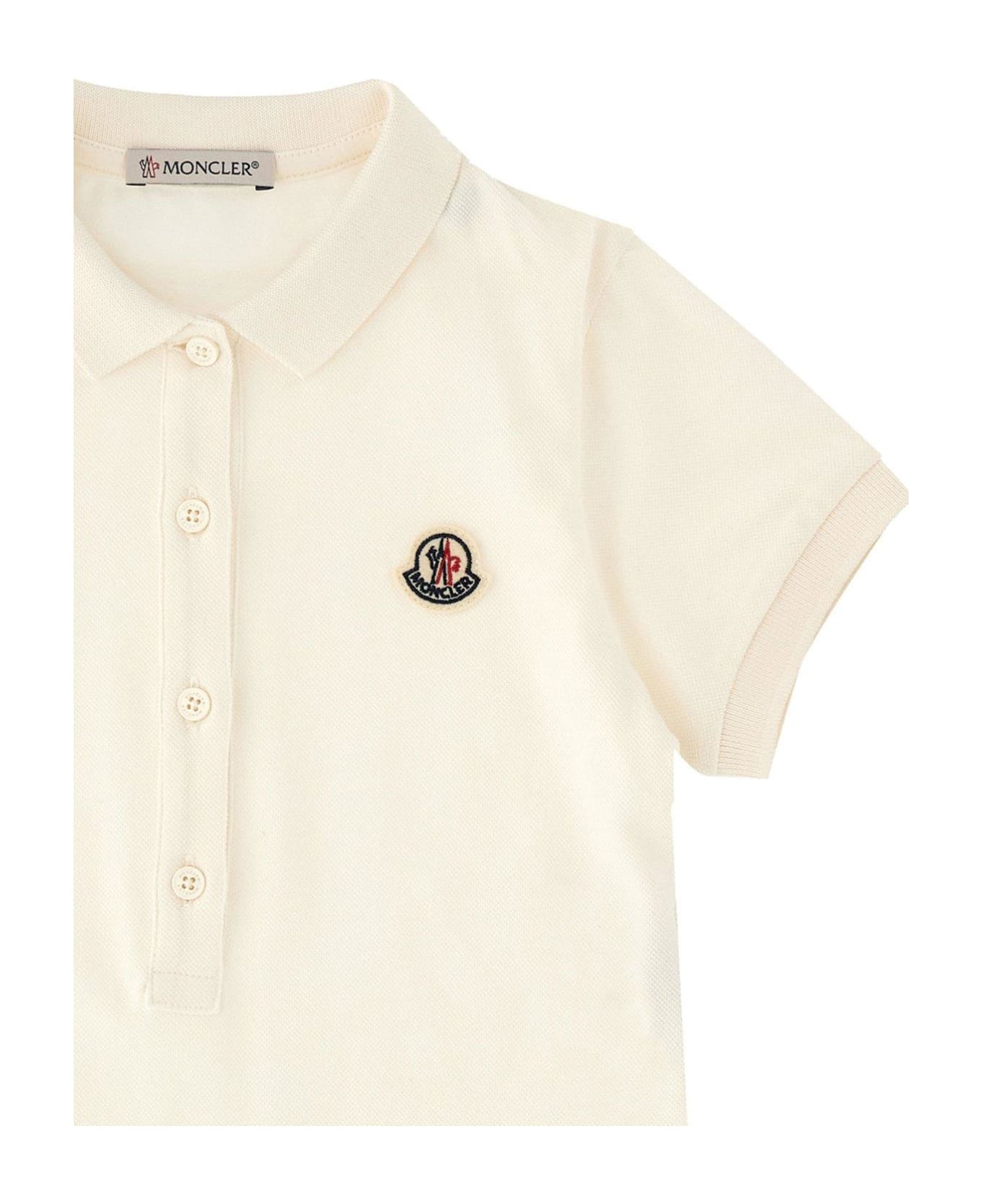 Moncler Logo Patch Flared Hem Dress - White ワンピース＆ドレス