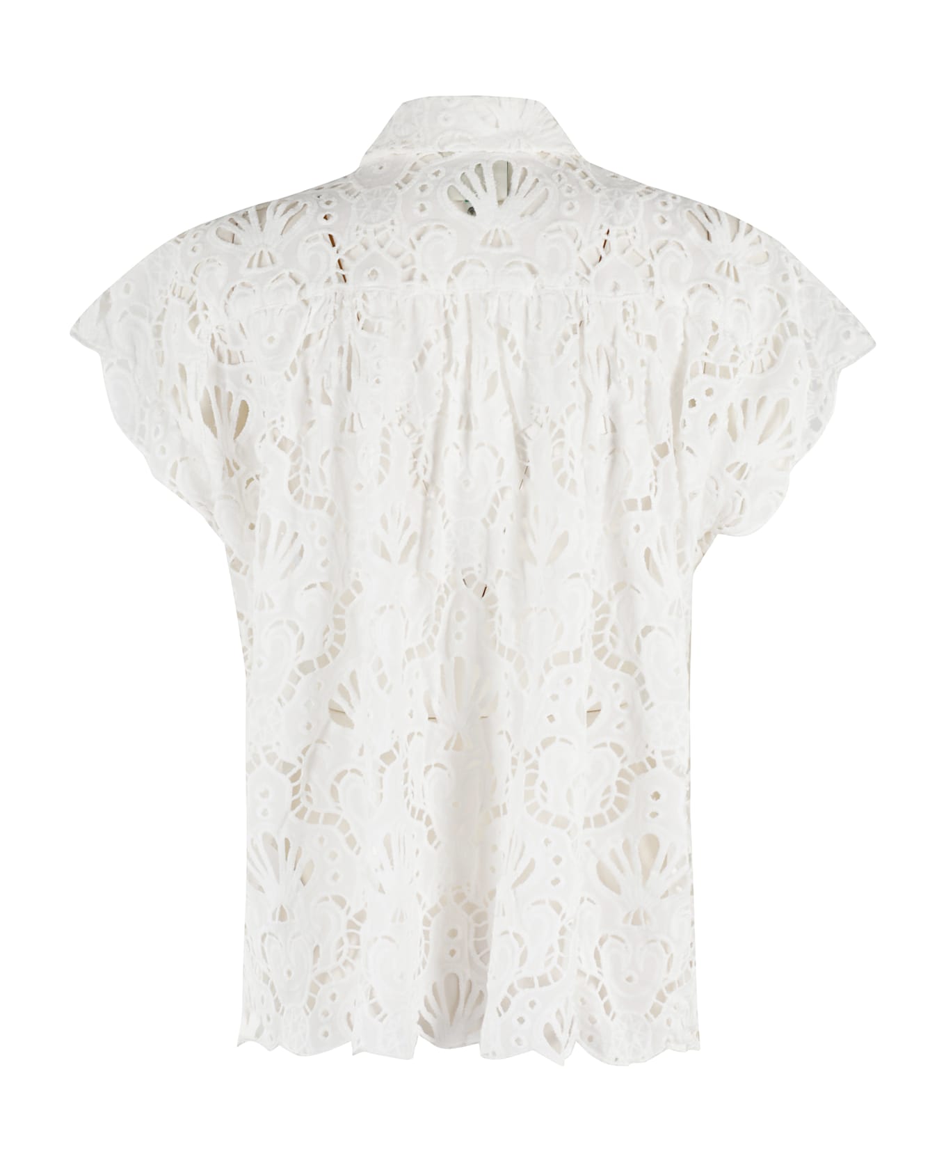 Farm Rio White Seashell Eyelet Shirt - White