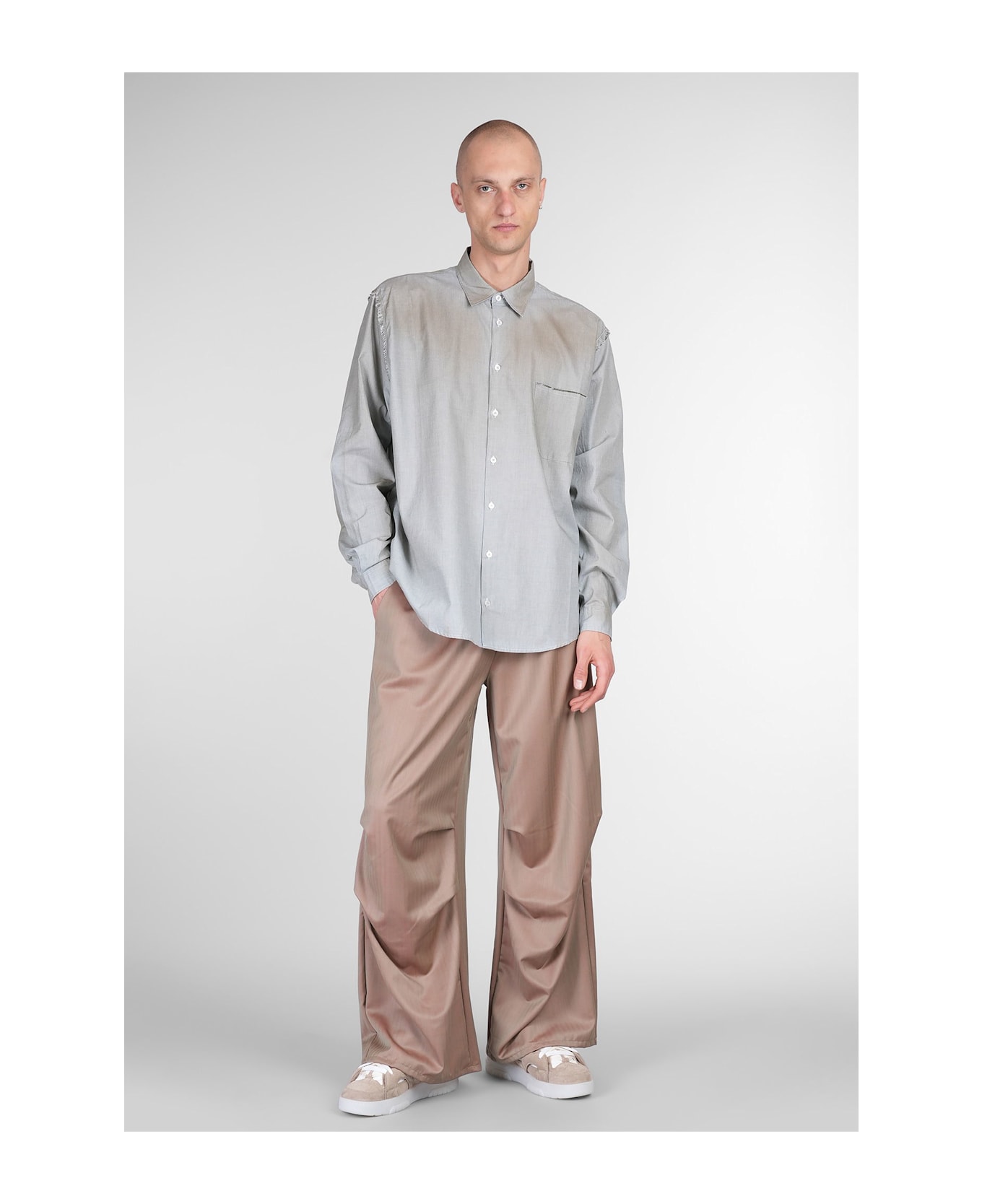 Paura Erzin Shirt In Grey Cotton - grey
