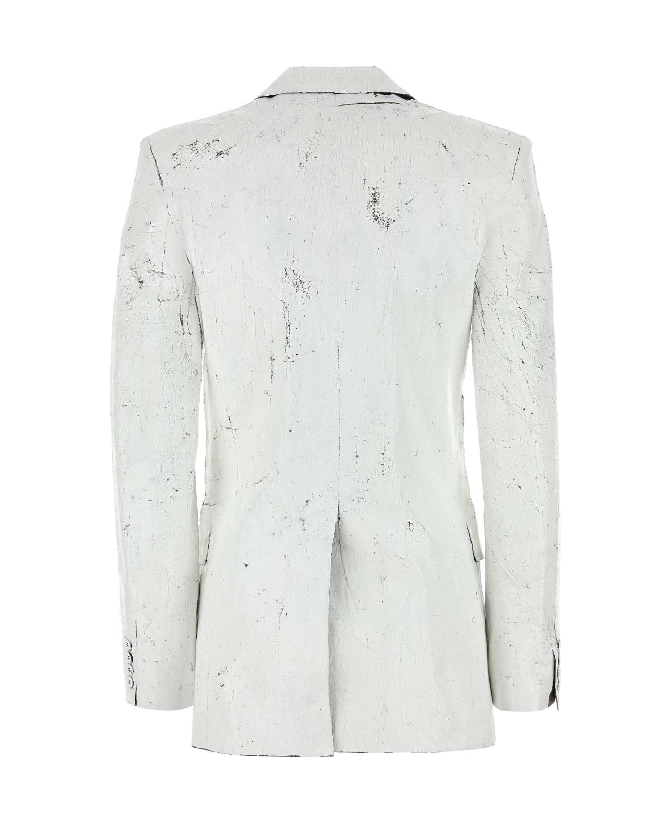 MM6 Maison Margiela White Stretch Polyester Blend Blazer - WHITE