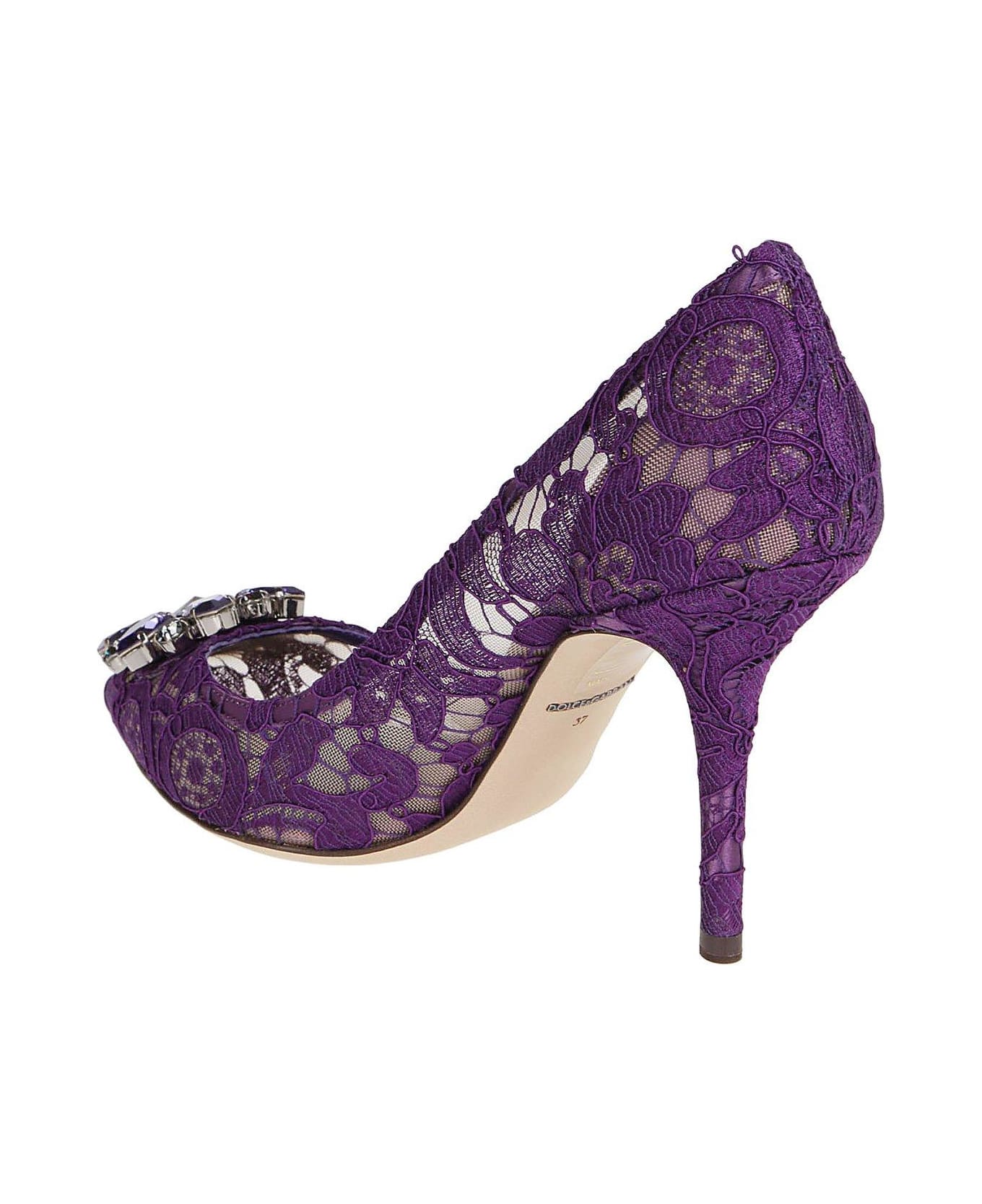 Dolce & Gabbana Taormina Lace Embellished Pumps - Viola