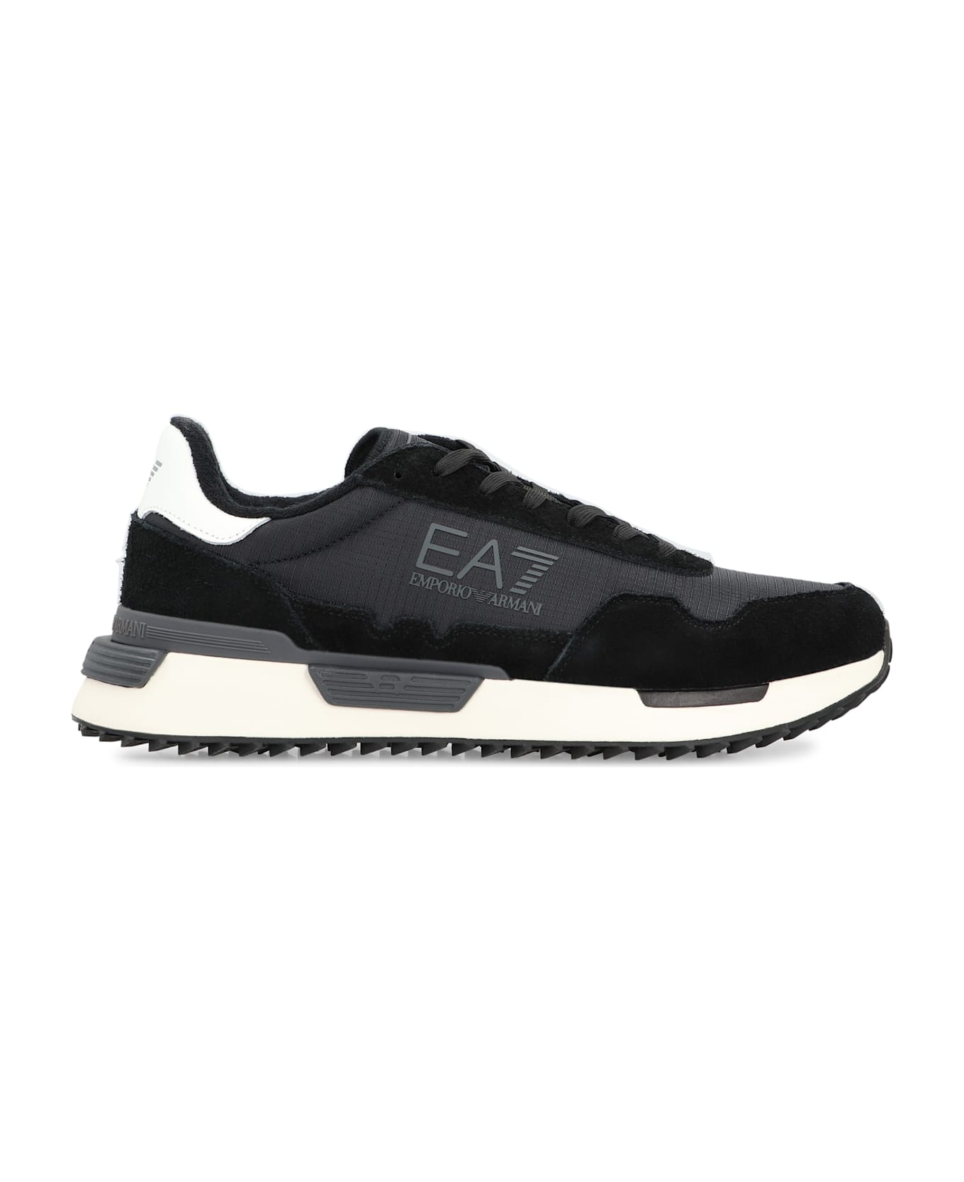 EA7 Leather And Fabric Low-top Sneakers - black