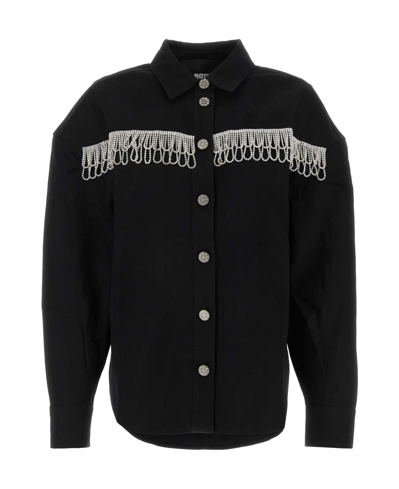 Rotate by Birger Christensen Black Cotton Oversize Shirt - BLACK