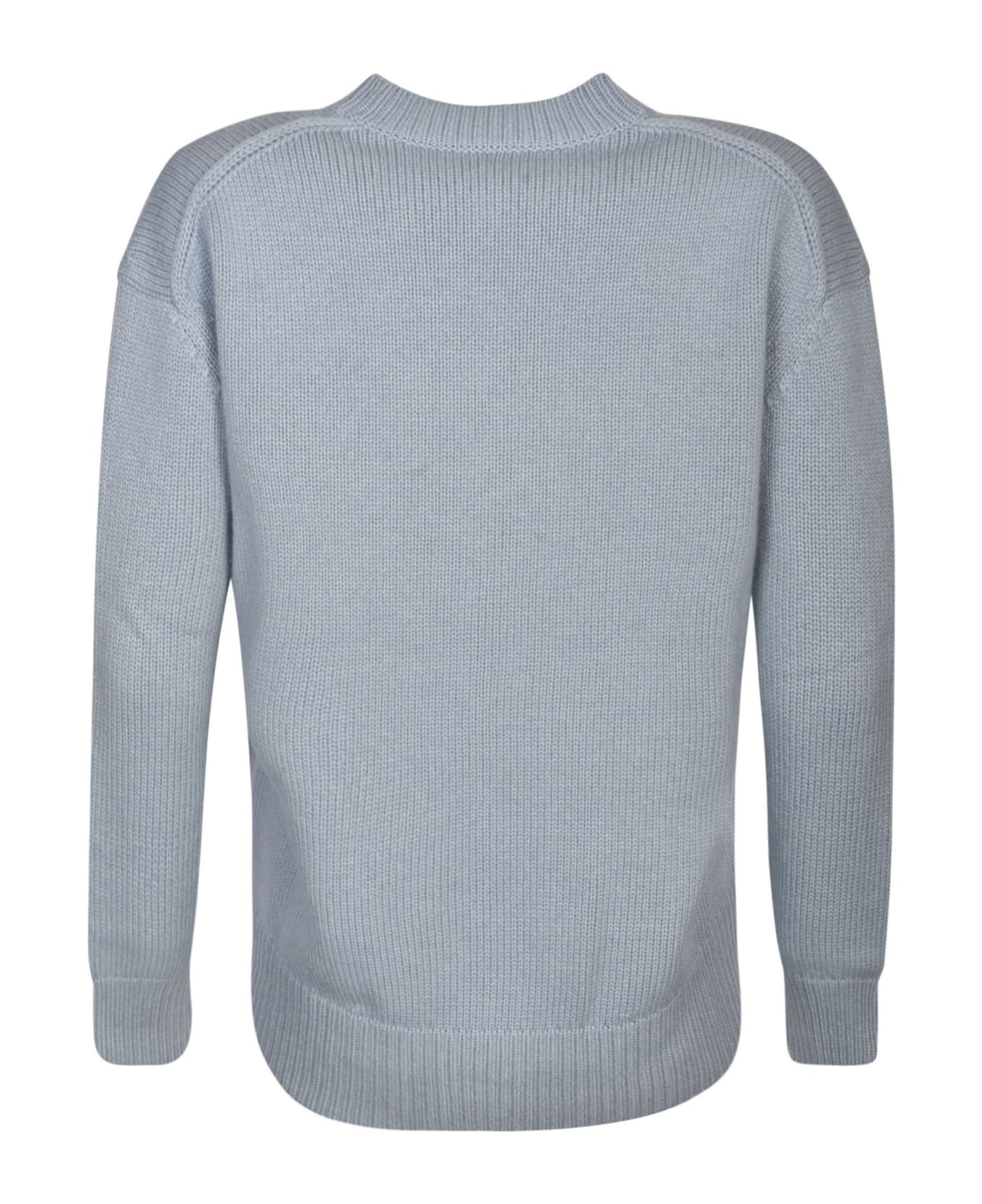 'S Max Mara Rib Trim Plain Knit Sweater - AZURE