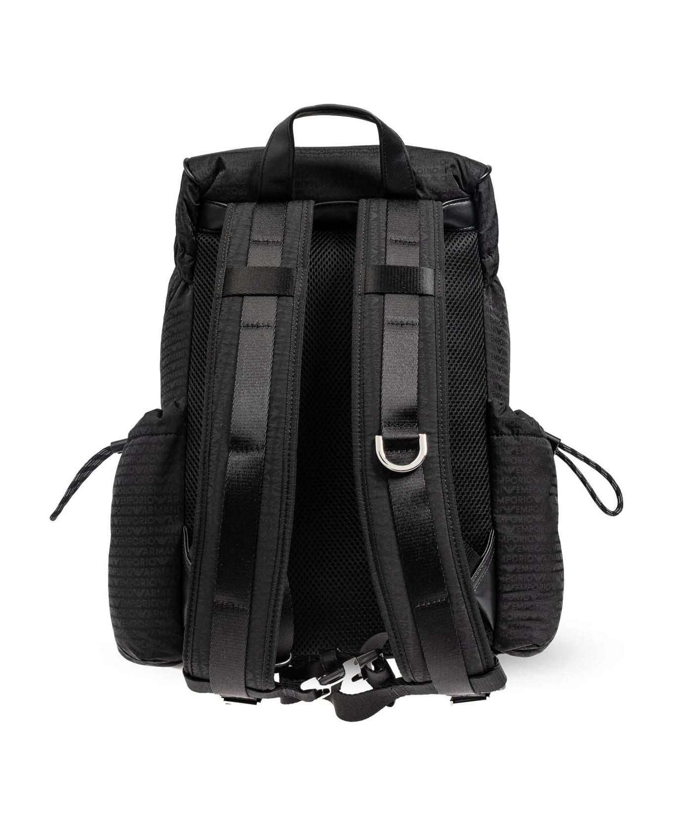 Emporio Armani Backpack With Monogram - Black