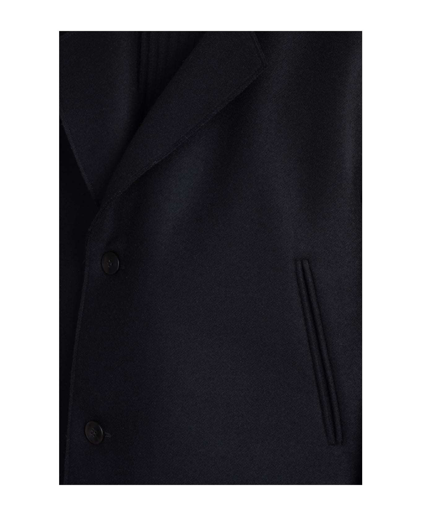 Sapio N32 Coat In Black Wool - black