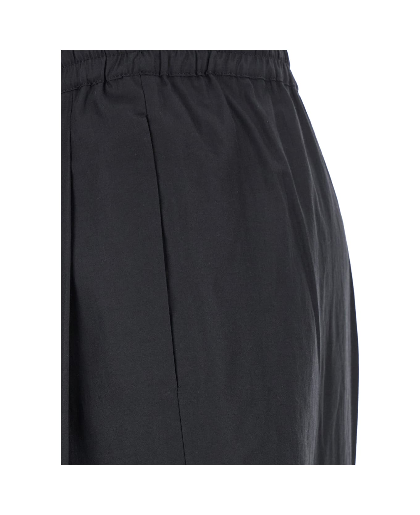 The Andamane Black Pants With Cannon Pleats And Elastic Waist With Drawstring In Cotton Blend Woman - Black