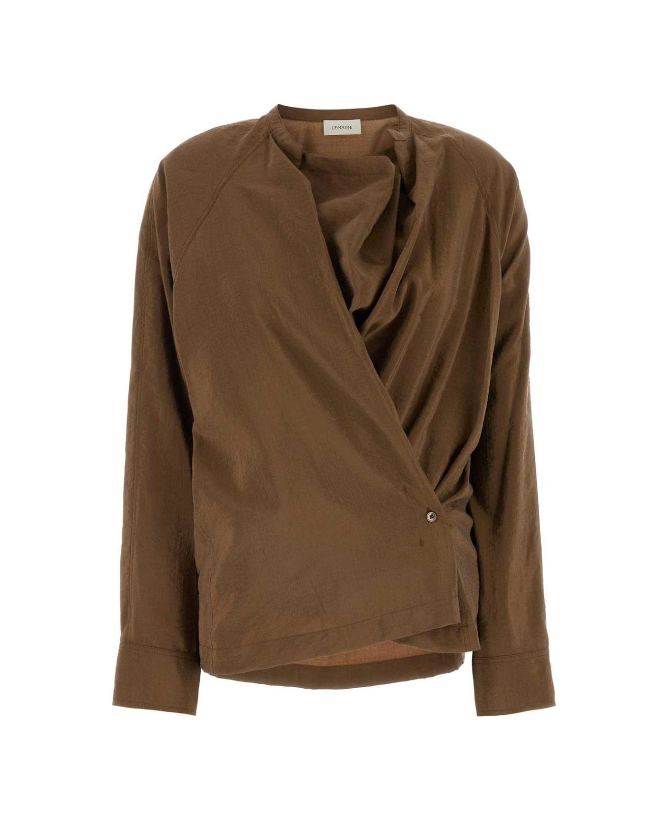 Lemaire Long-sleeved Twisted Straight Hem Shirt - Brown