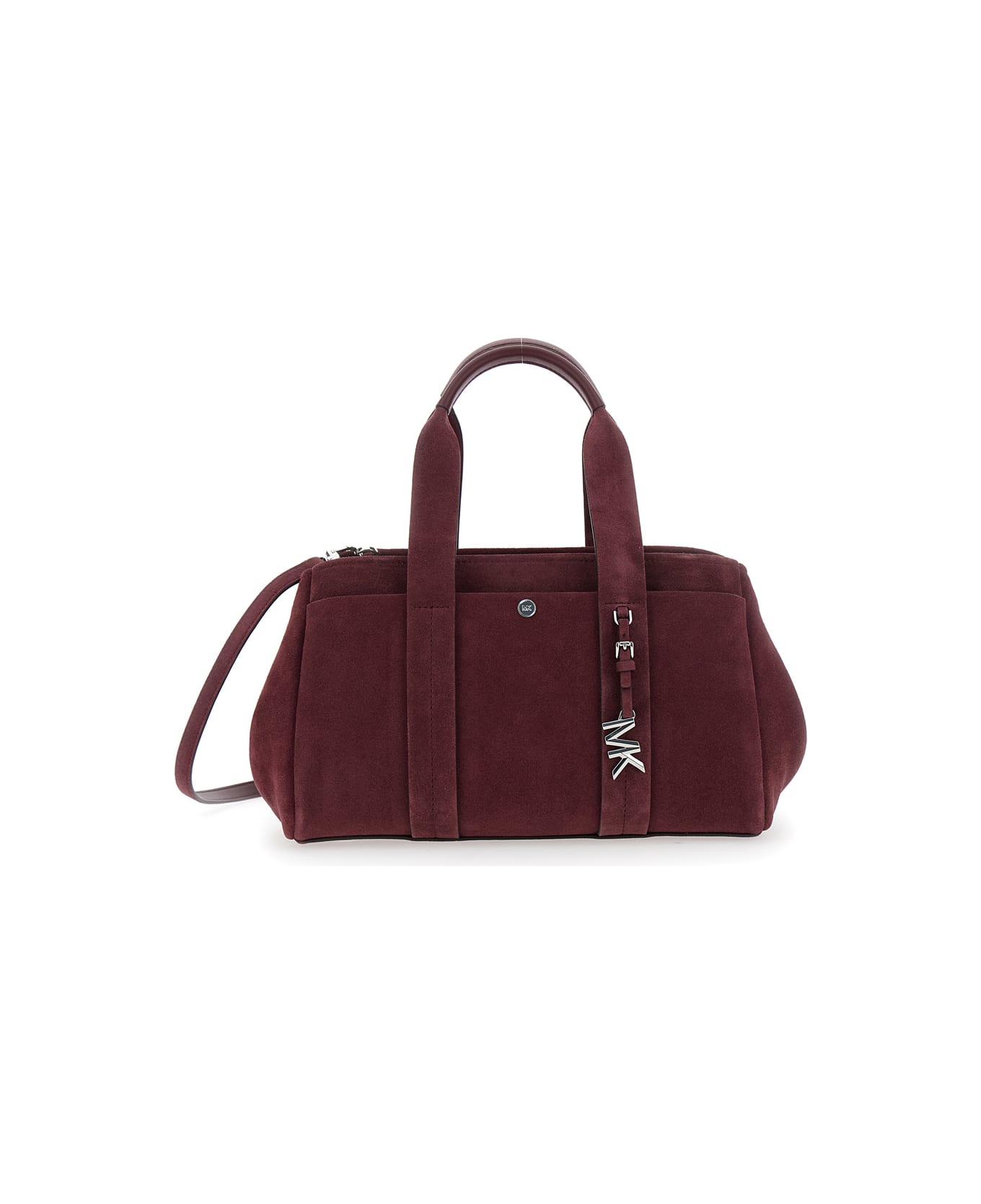 MICHAEL Michael Kors Bordeaux Shoulder Bag With Metallic Pendant In Suede Woman - Bordeaux