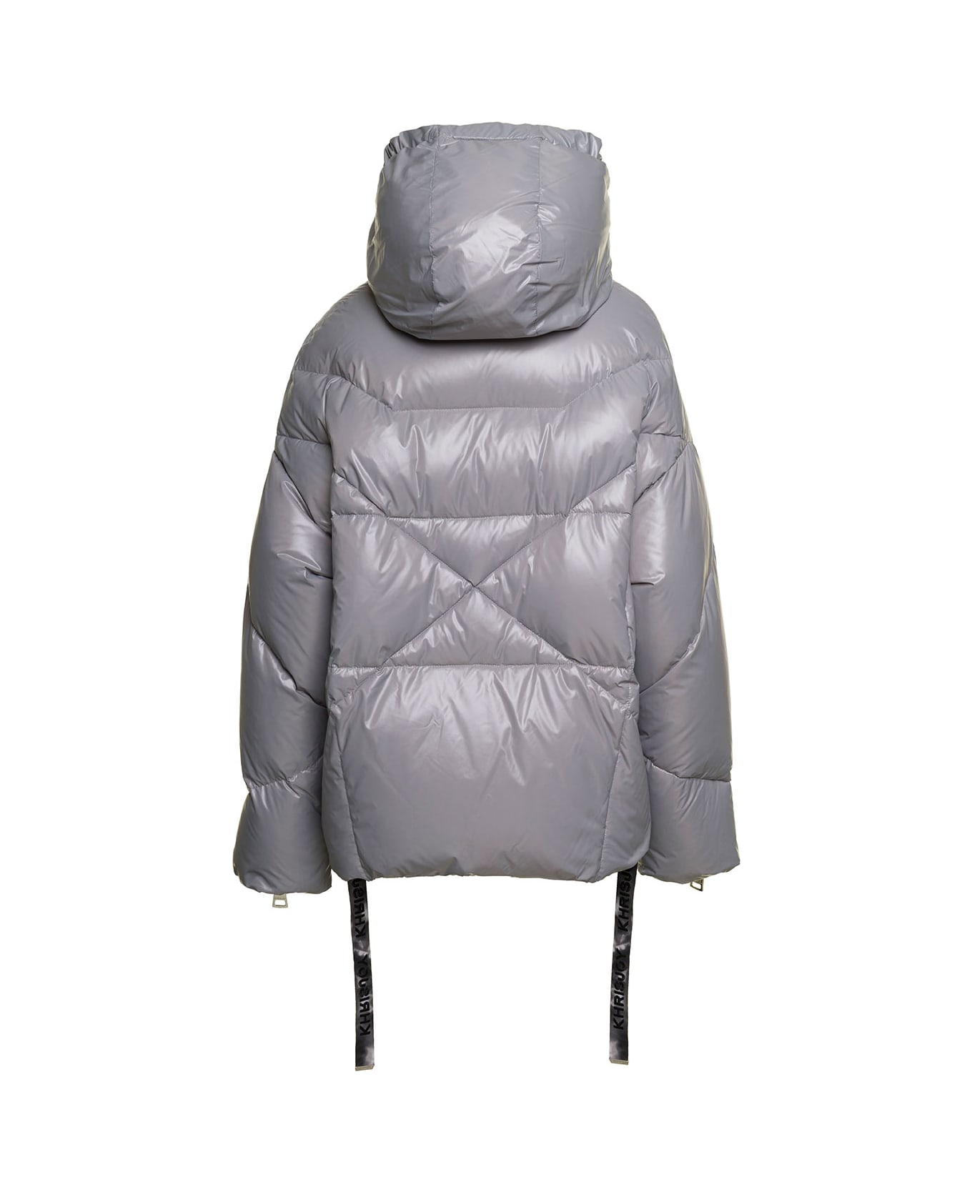 Khrisjoy Grey 'puff Khris Iconic' Oversized Down Jacket With Hood In Polyester Woman - Metallic