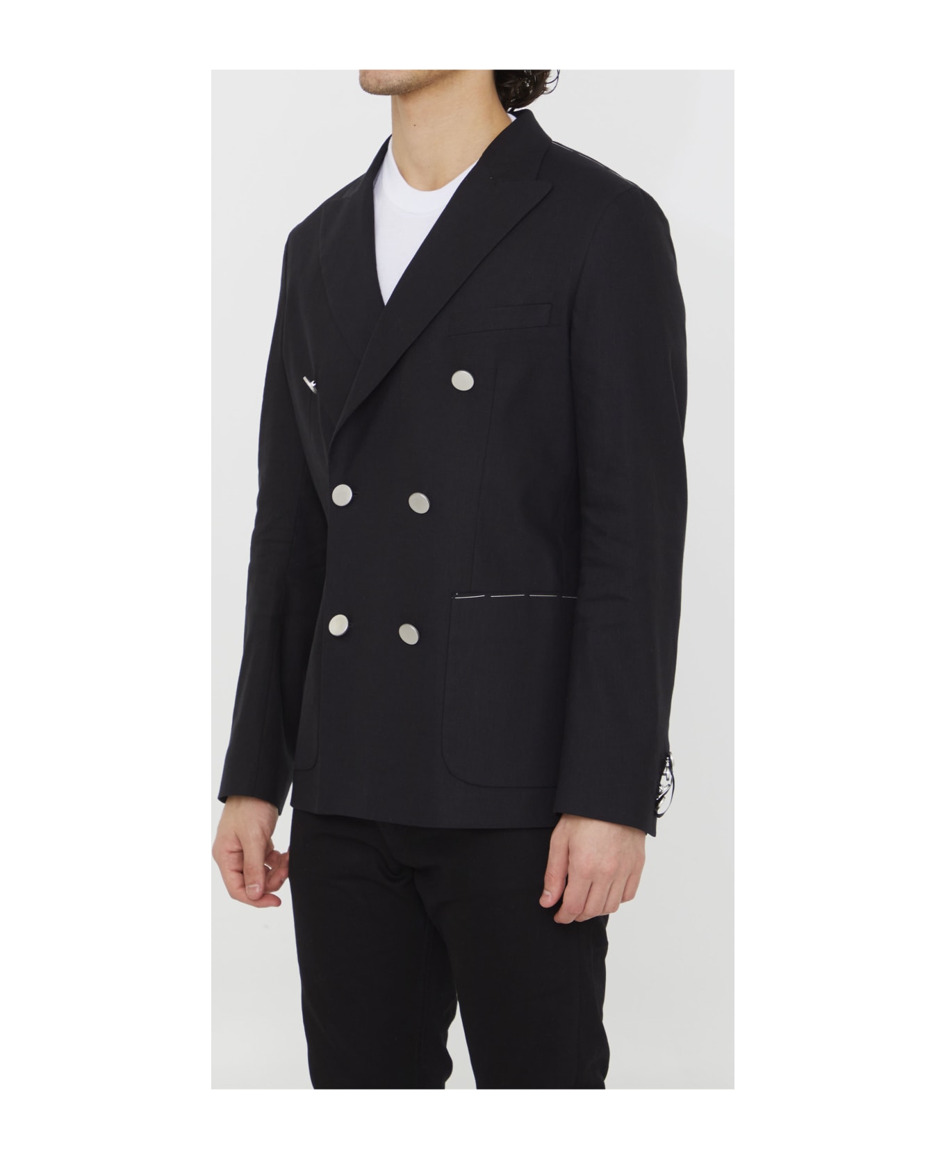 Tonello Double-breasted Stretch Jacket - BLACK ブレザー