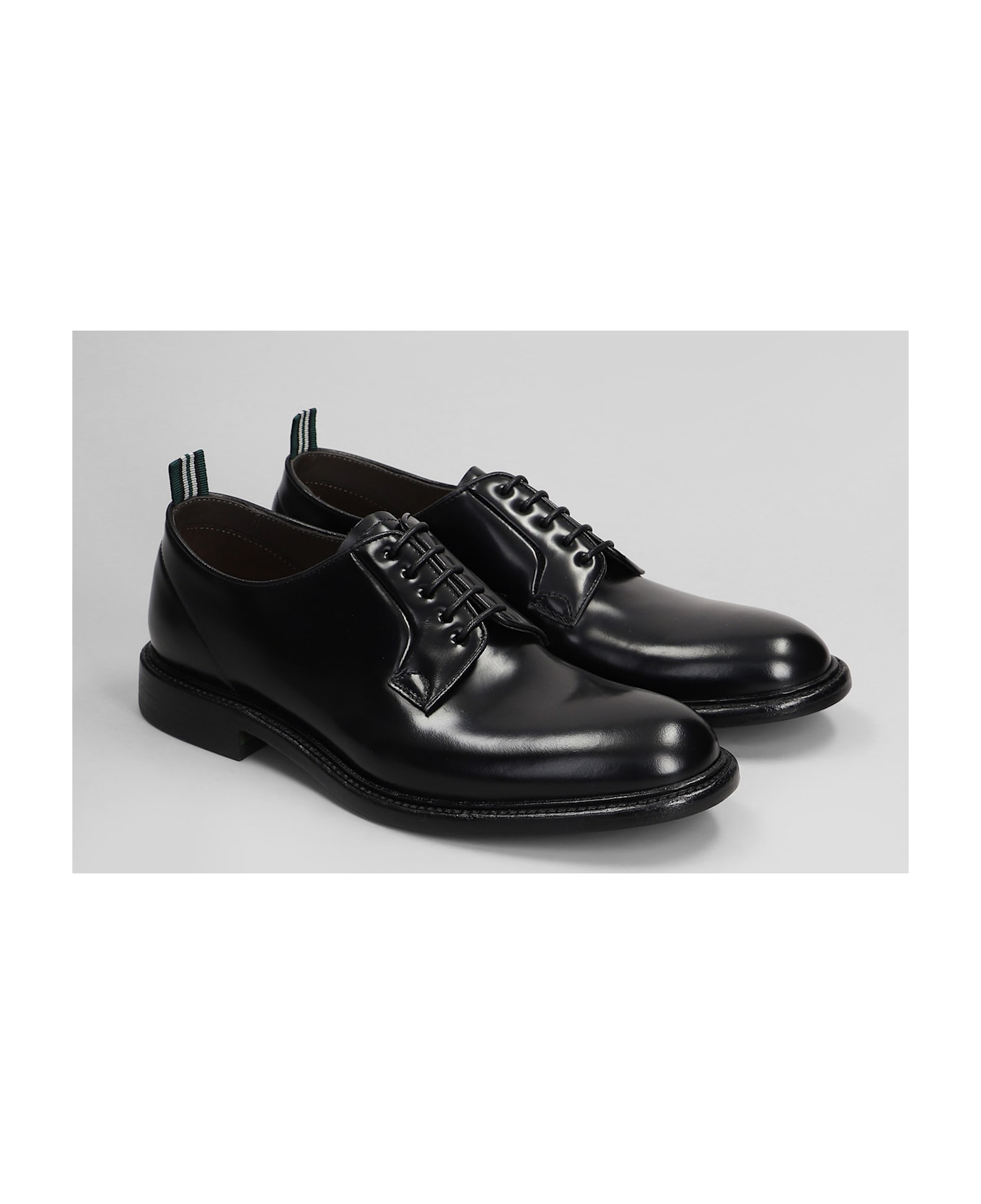 Green George Lace Up Shoes In Black Leather - black