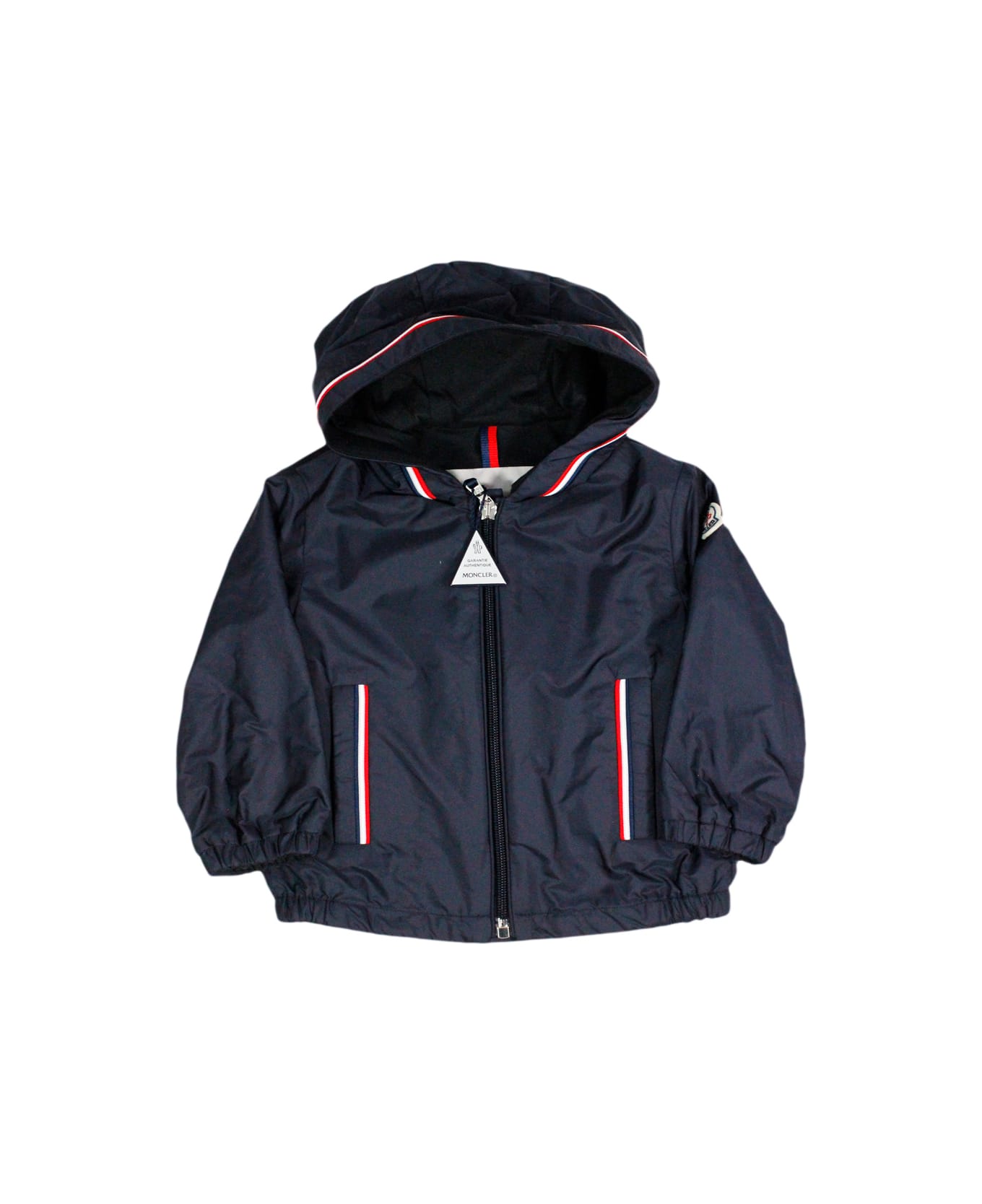 Moncler Windproof Jacket Granduc With Hood And Elasticated Cuffs And Bottom. Zip Closure - Blu