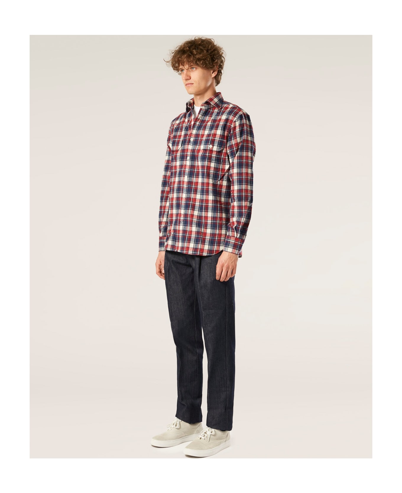 doppiaa Aantero Red Flannel Checked Shirt