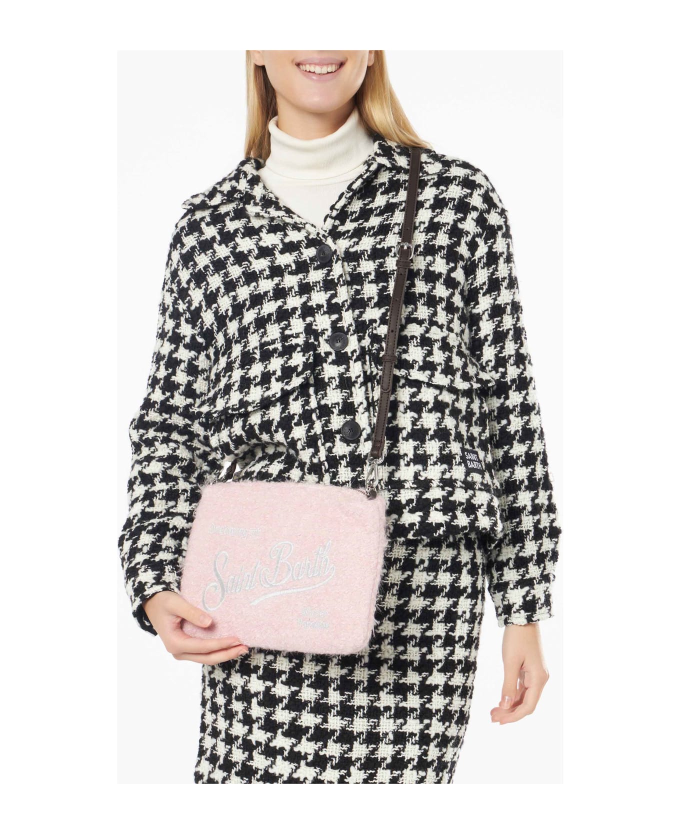 MC2 Saint Barth Parisienne Pink Knit Boucle Cross-body Pouch Bag - PINK