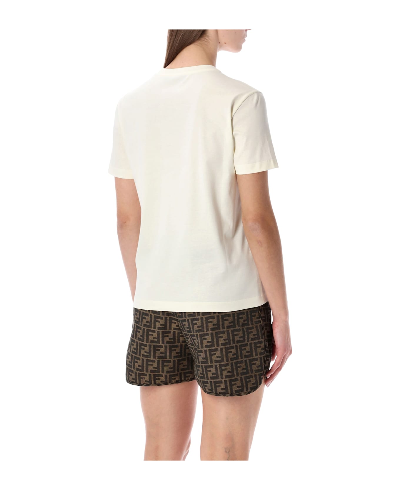 Fendi Cotton Logo Butterfly T-shirt - OFF WHITE