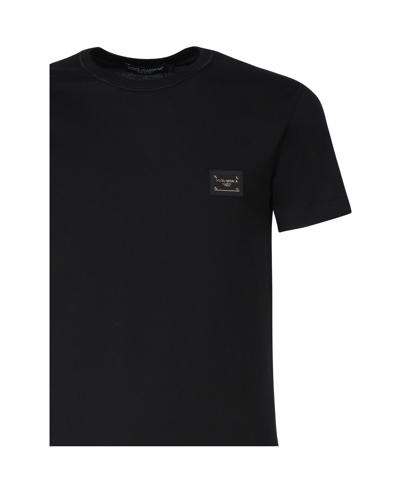 Dolce 
Gabbana Cotton T-shirt With Logo Plaque - Black