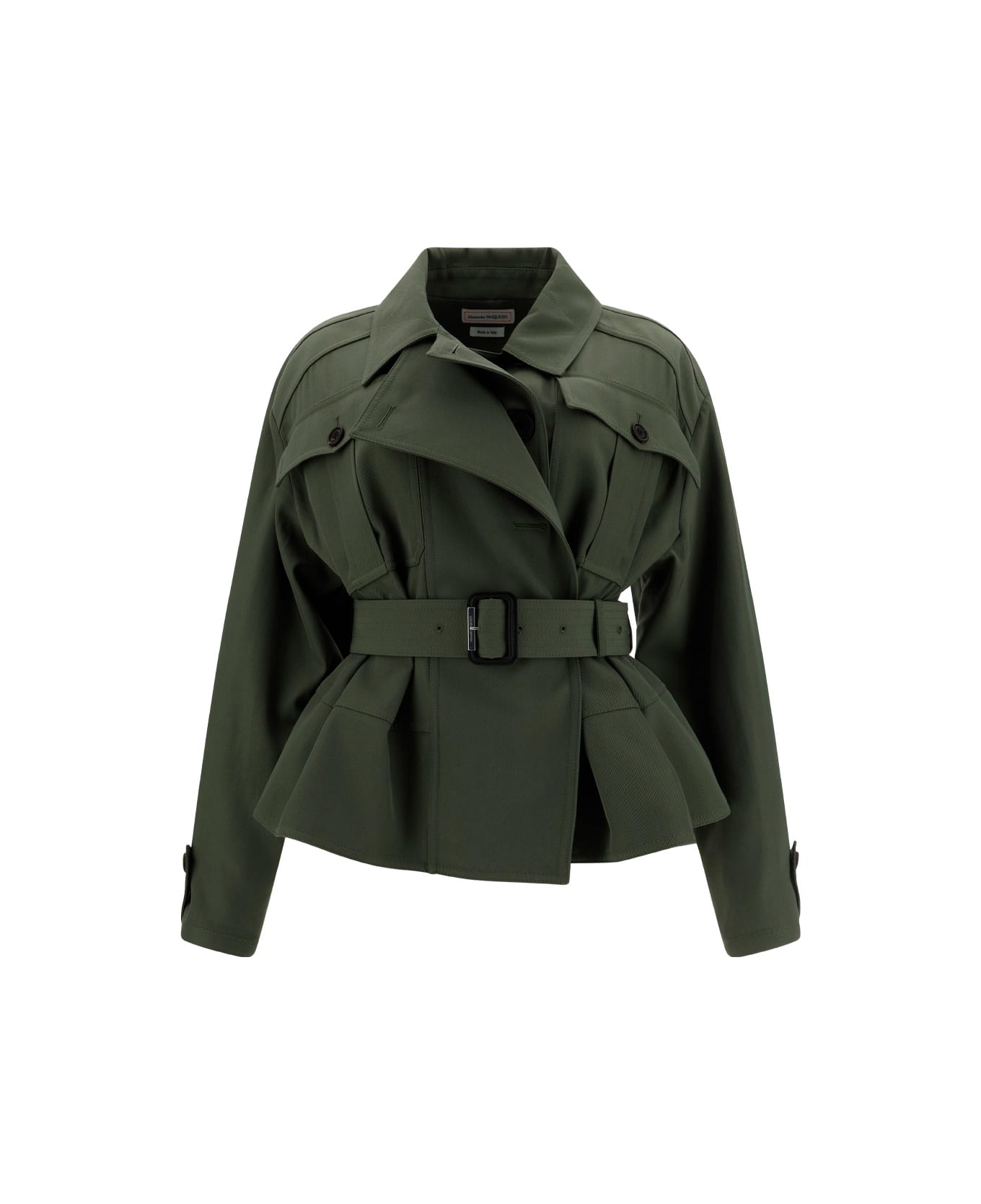 Alexander McQueen Military Jacket With Ruffles - Military Green