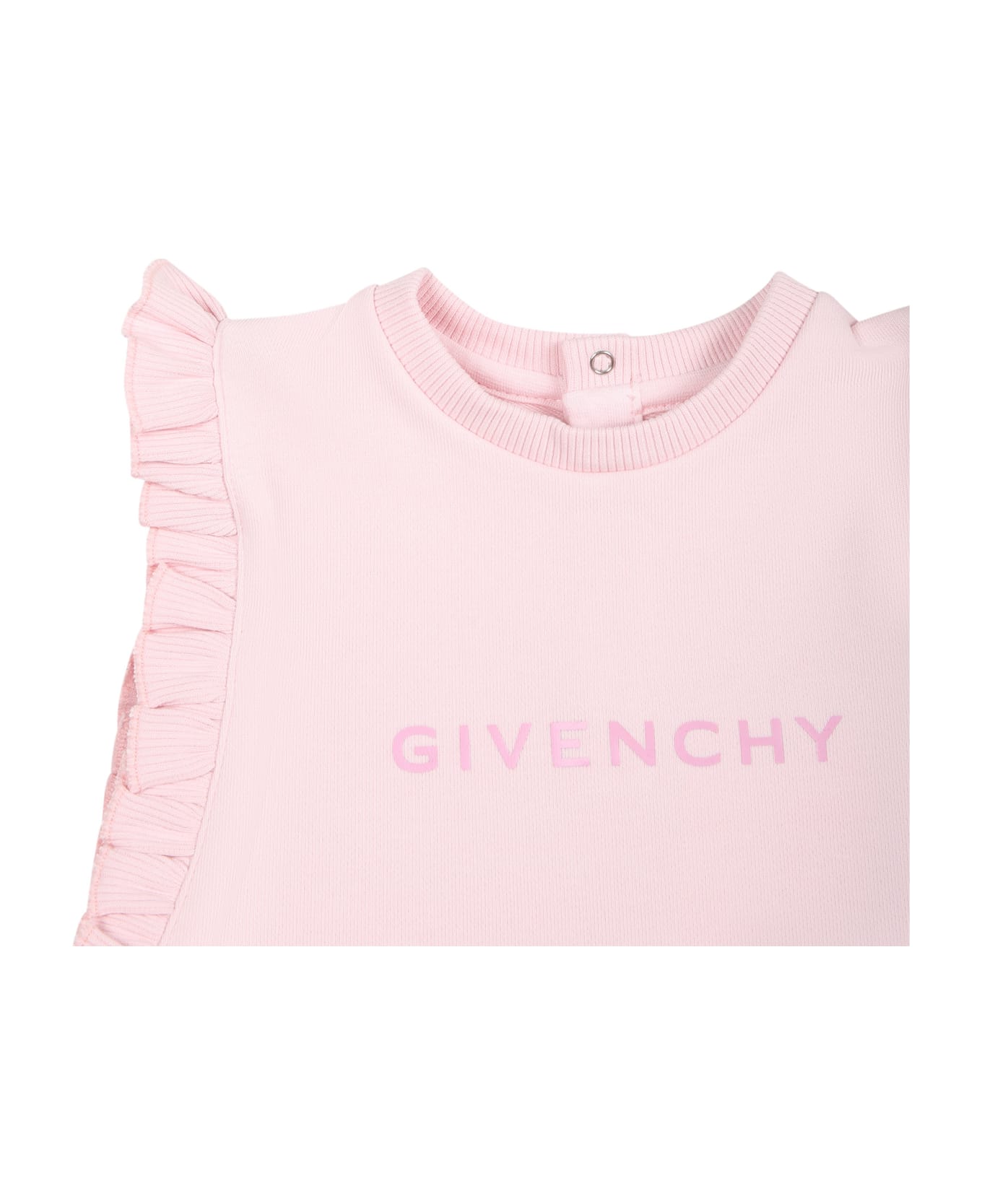 Givenchy Pink Dress For Baby Girl With Logo - Pink ウェア