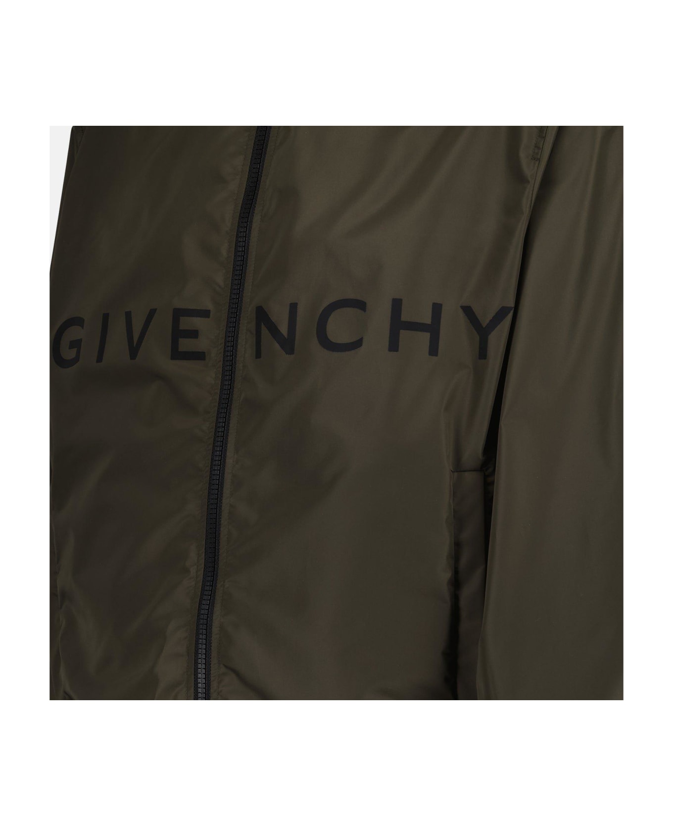 Givenchy Logo Printed Hooded Windbreaker - Green