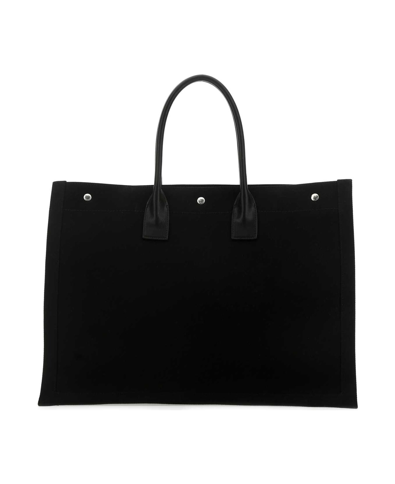Saint Laurent Black Canvas Large Rive Gauche Shopping Bag - Black&White