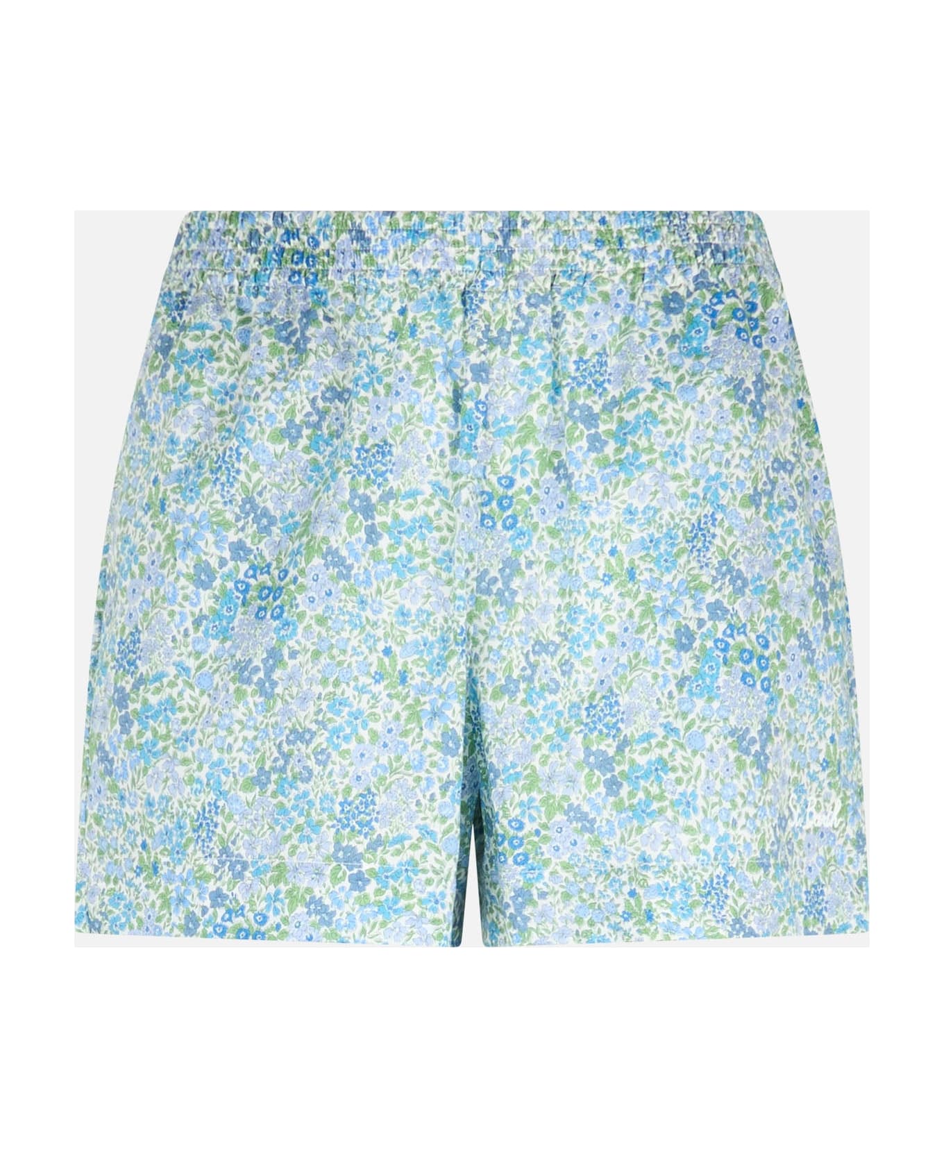 MC2 Saint Barth Woman Cotton Joanna Luise Pull Up Shorts Meave | Made With Liberty Fabric - SKY