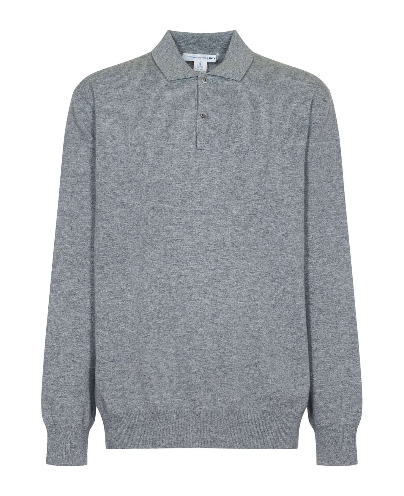 Comme des Garçons Rib Trim Plain Polo Sweater - Grey ニットウェア