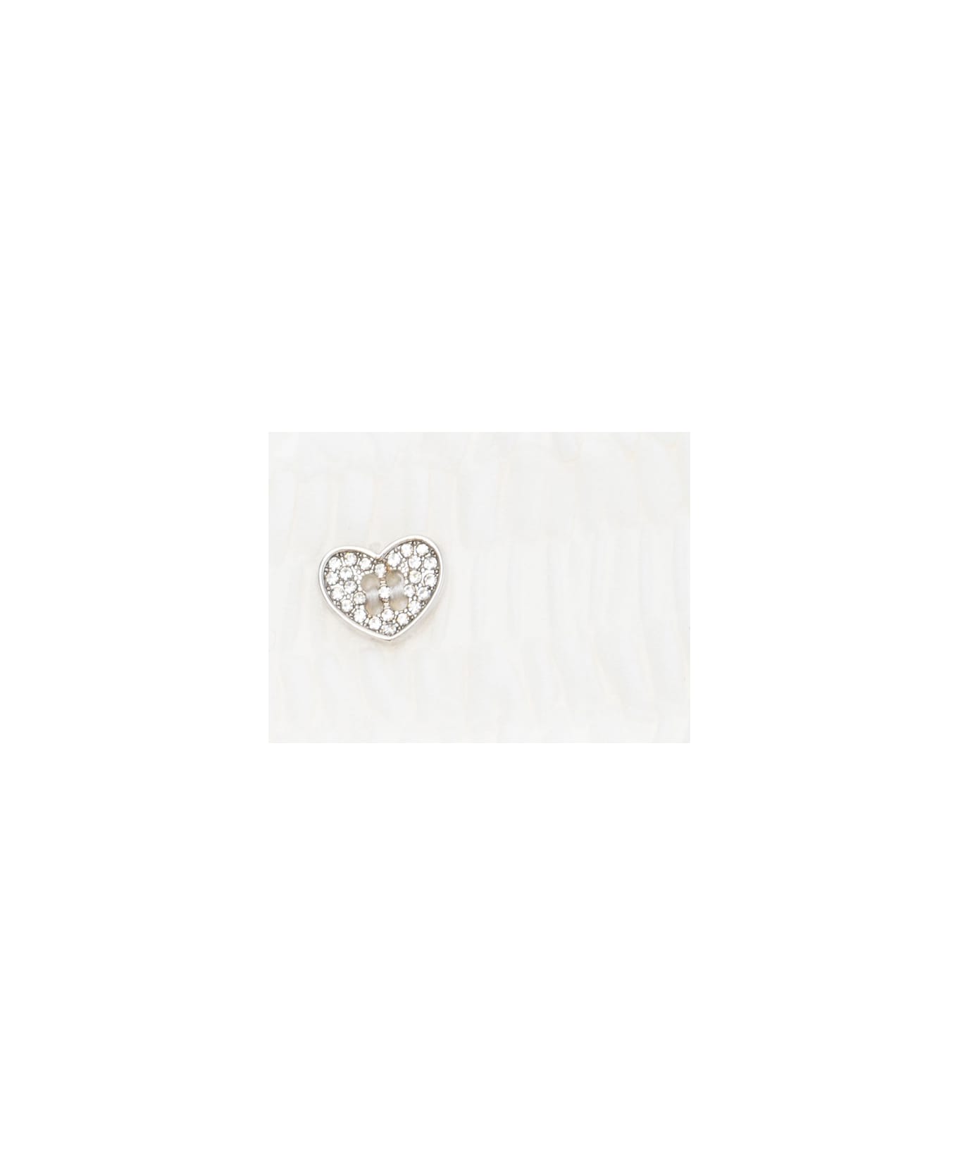 Monnalisa 'cocktail' White Pants With Heart Shaped Plaque On The Front And Pleated Details In Tehc Fabric Girl - White