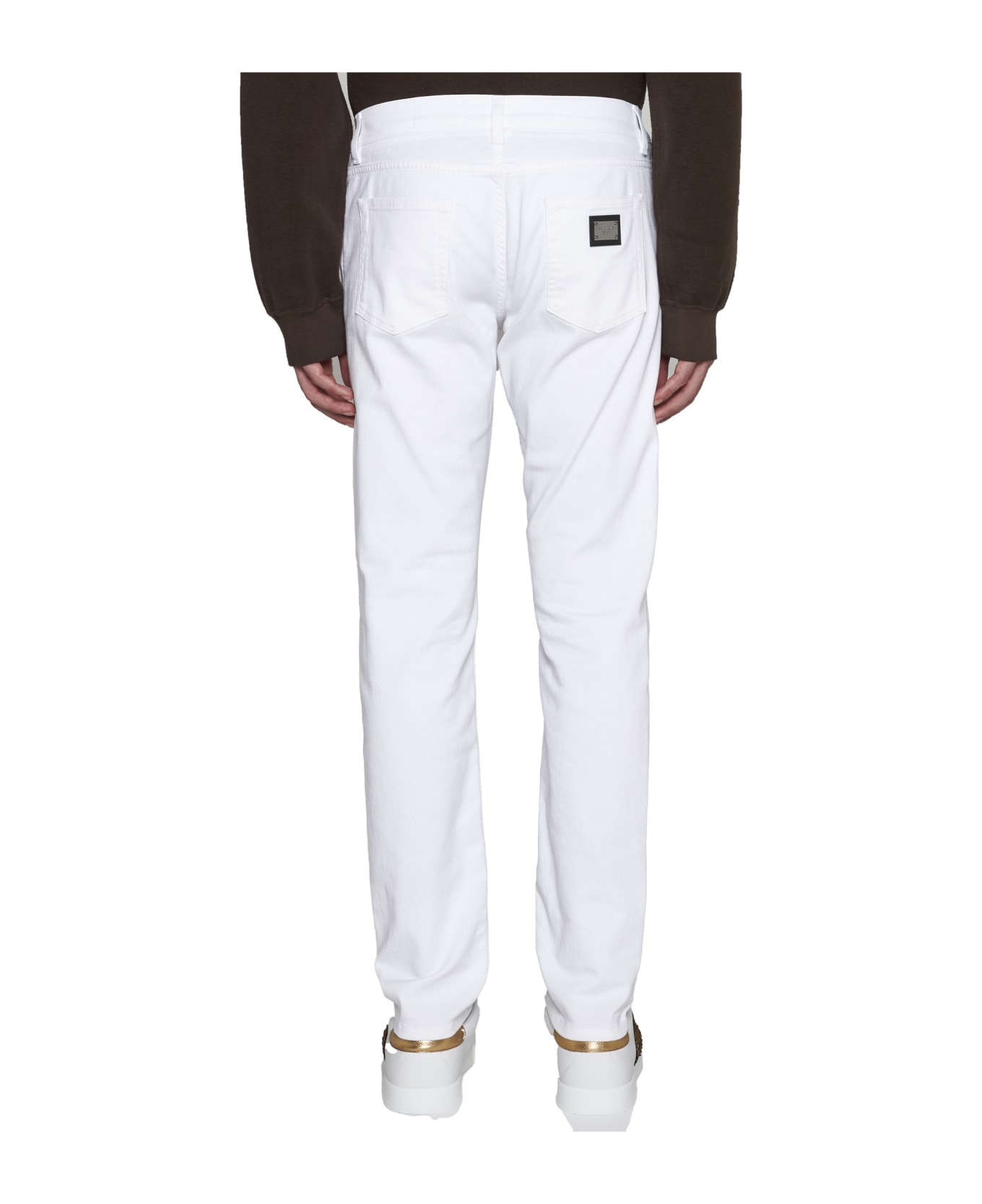 Dolce & Gabbana Slim-fit Jeans With Logo Plaque - White