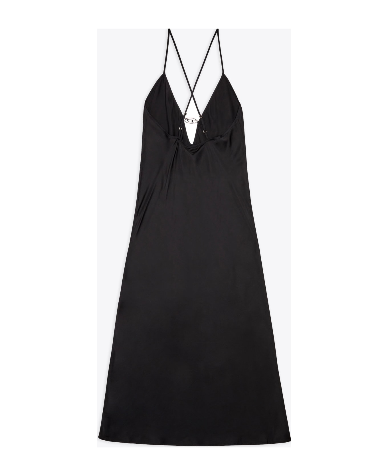 Diesel Ufpt-mayra-d-long Black satin midi dress with Oval D logo - Ufpt Mayra D-Long - Nero