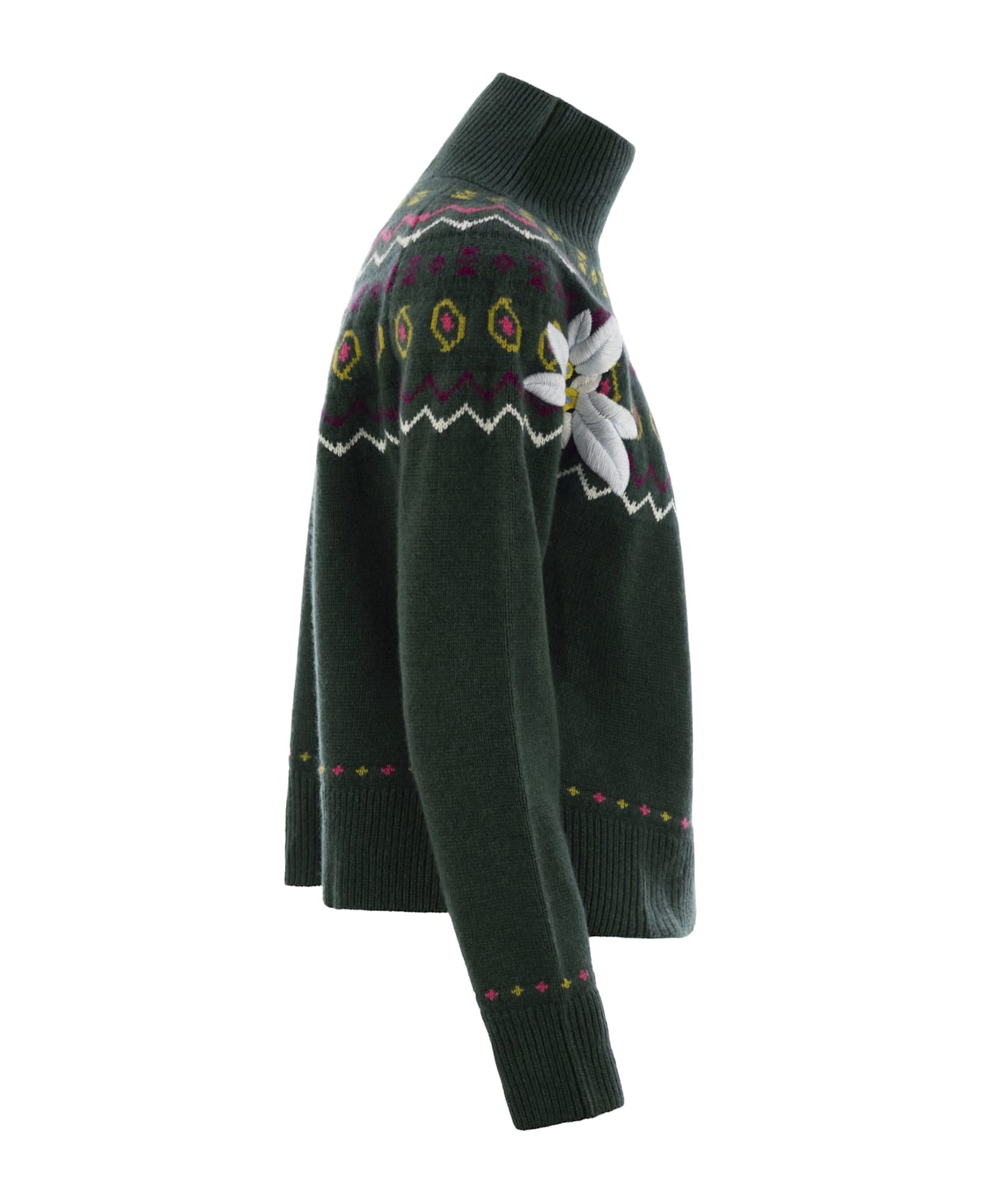 MC2 Saint Barth Wool-blend Jumper With Embroidery - Green