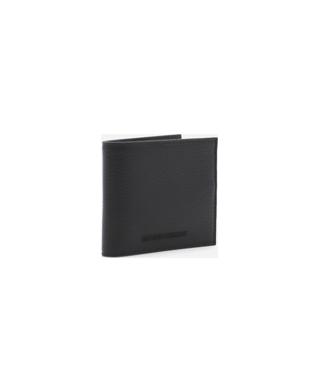 Emporio Armani Leather Wallet With Tone-on-tone Logo Application - Black