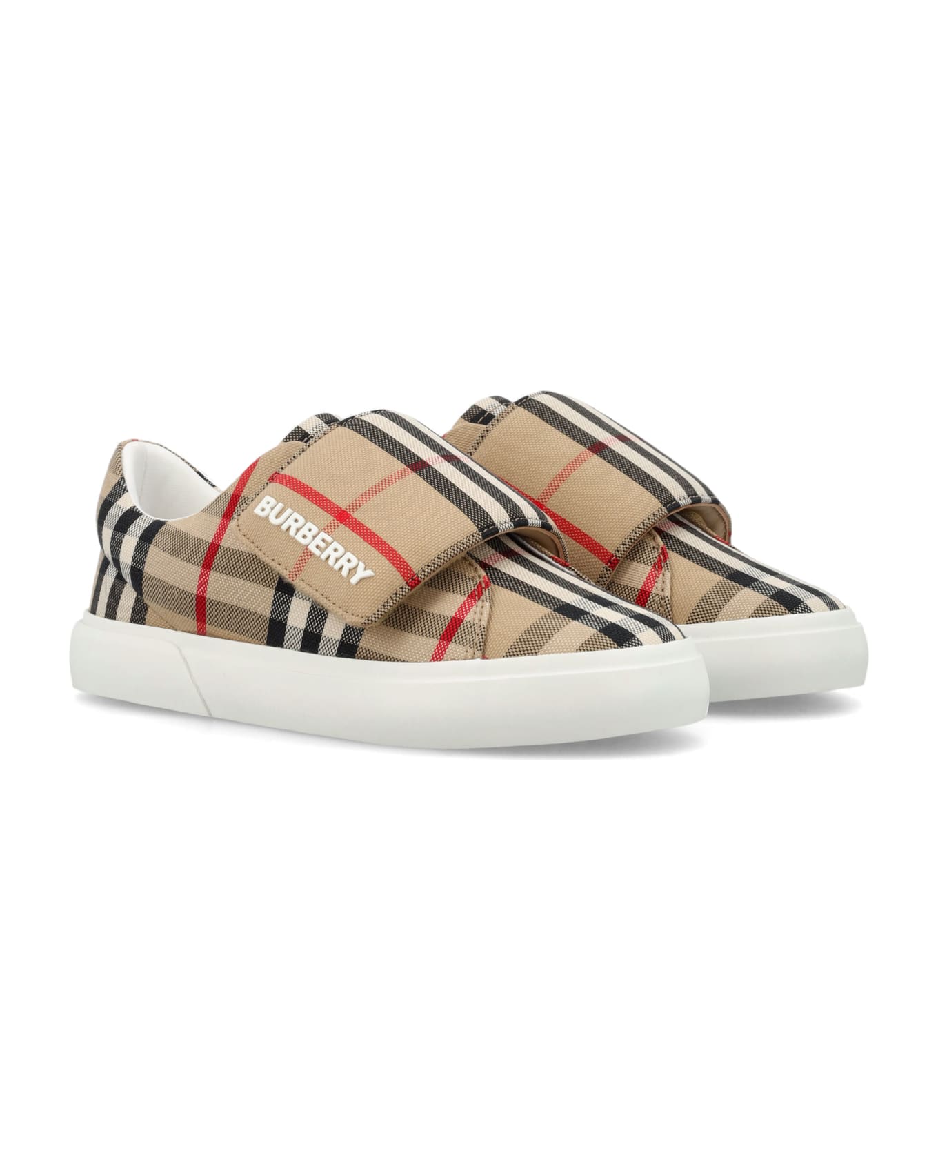 Burberry Check Cotton Sneakers - BEIGE