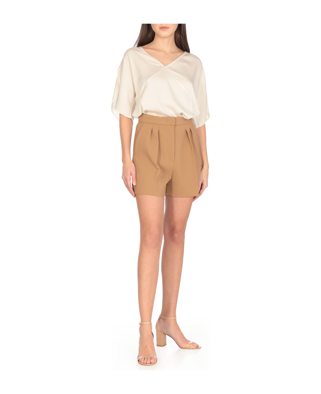 Stuart Weitzman Nudist Block 75 Sandals - Natural サンダル