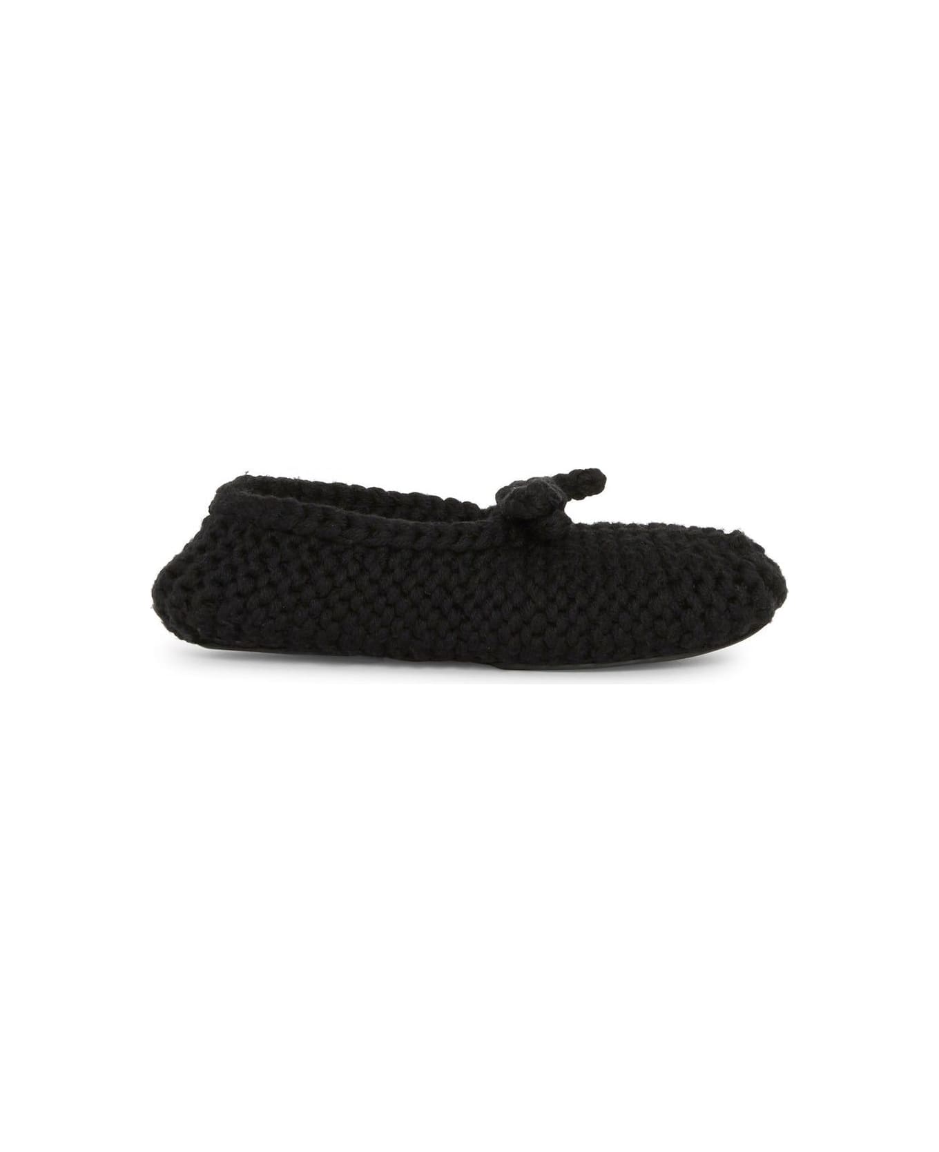 Dolce & Gabbana Wool Knit Ballerinas - Black