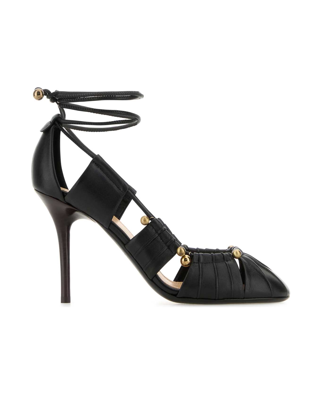 Chloé Black Leather Luna Pumps - Black