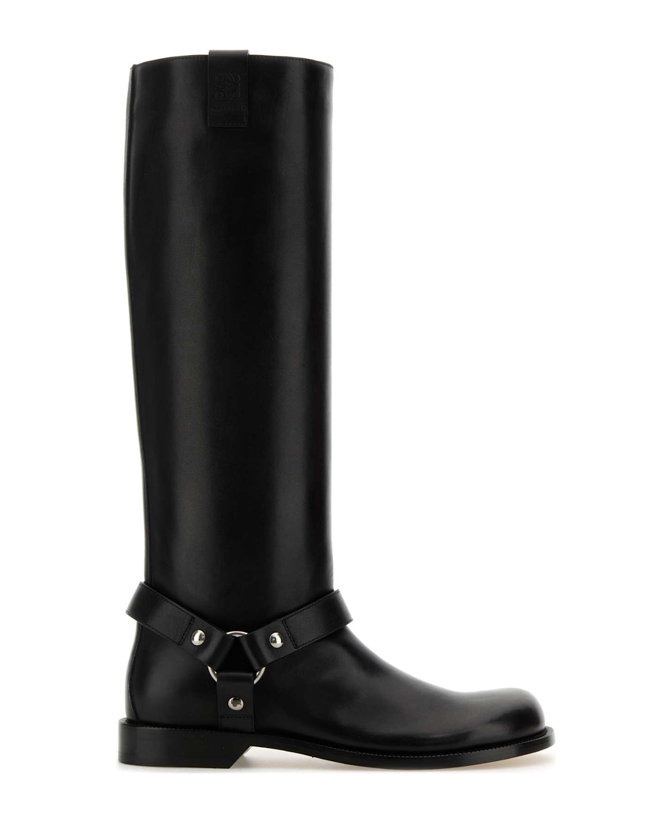 Loewe Black Leather Campo Biker Boots - BLACK