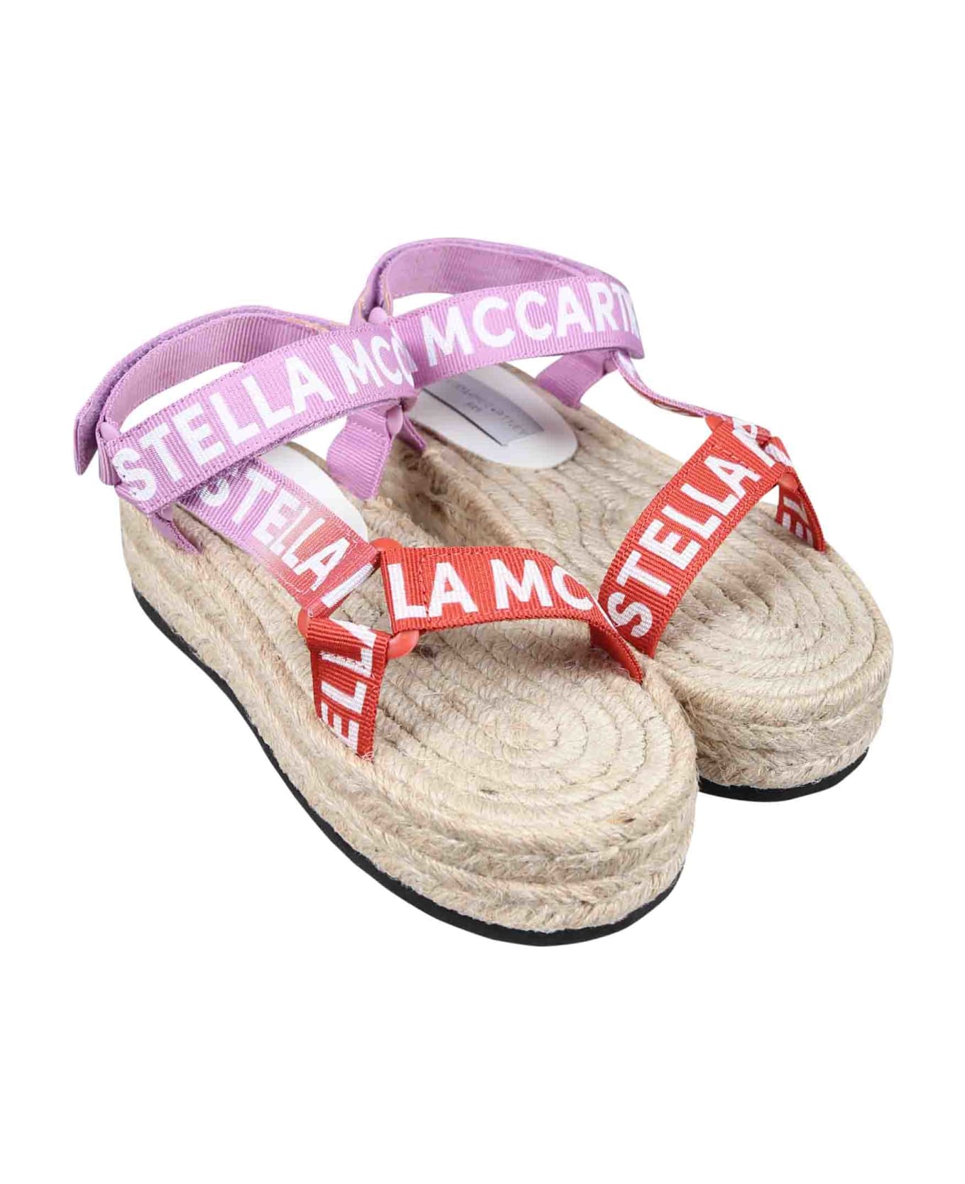 Stella McCartney Kids Beige Sandals For Girl With Logo - Multicolor シューズ