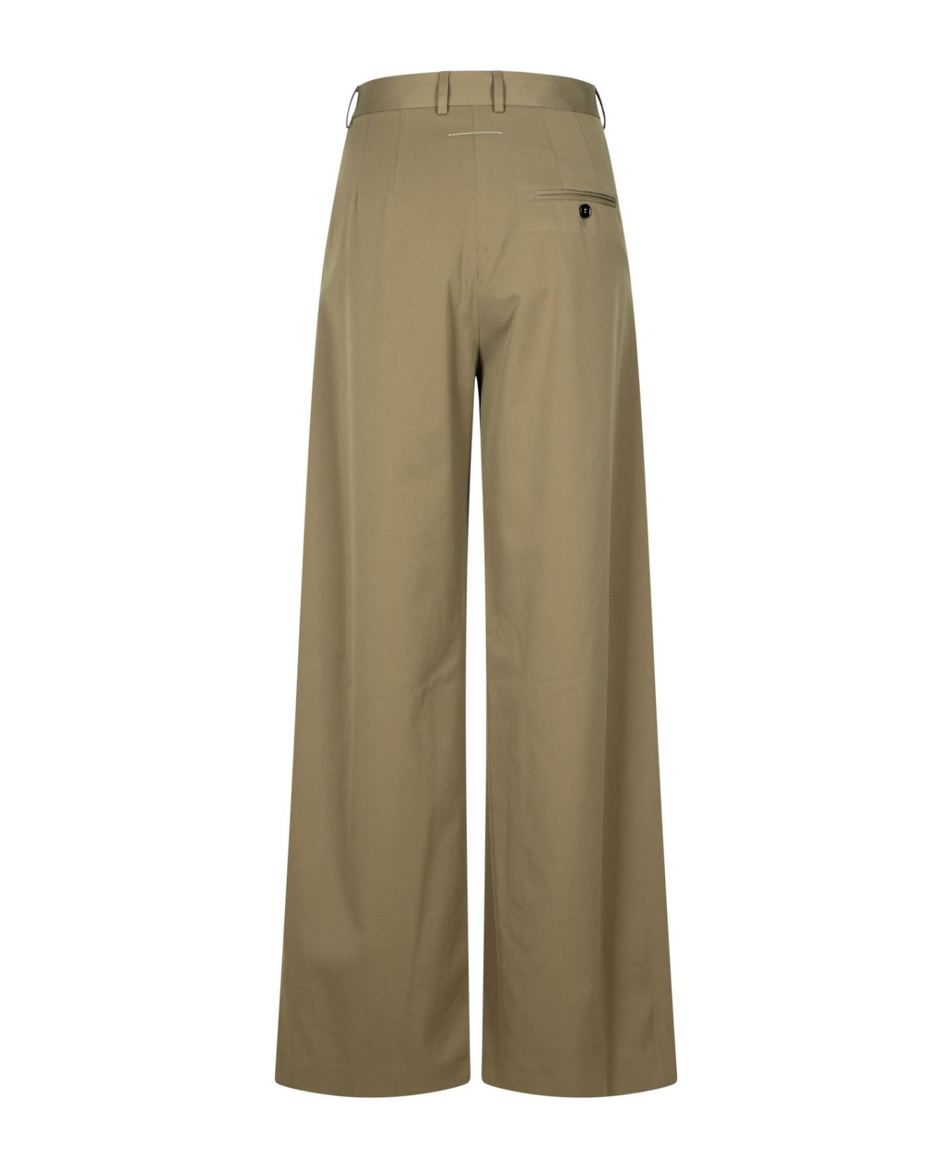 MM6 Maison Margiela Beige Polyester Blend Trousers - Beige