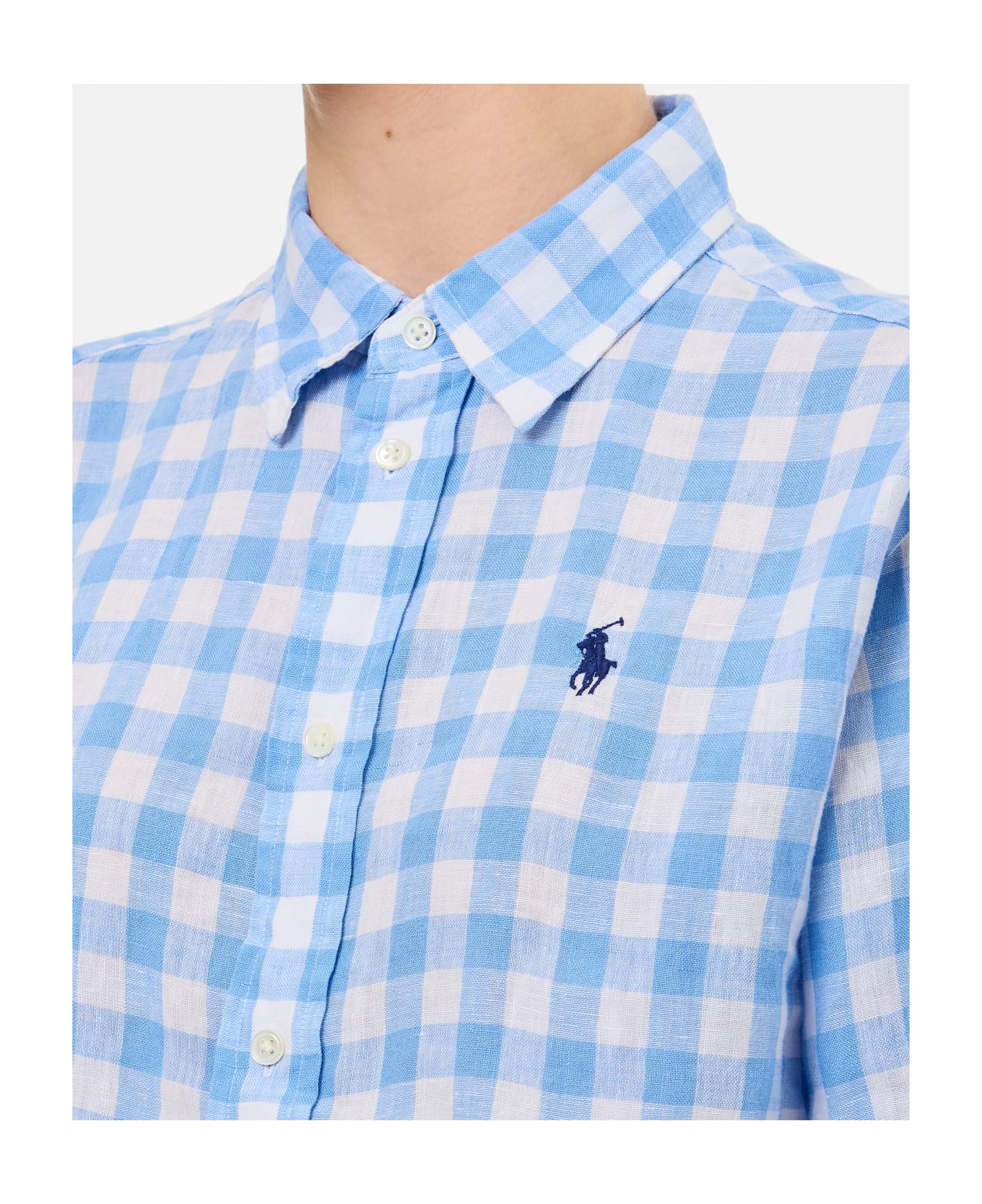 Polo Ralph Lauren Linen Crop Shirt - Clear Blue シャツ