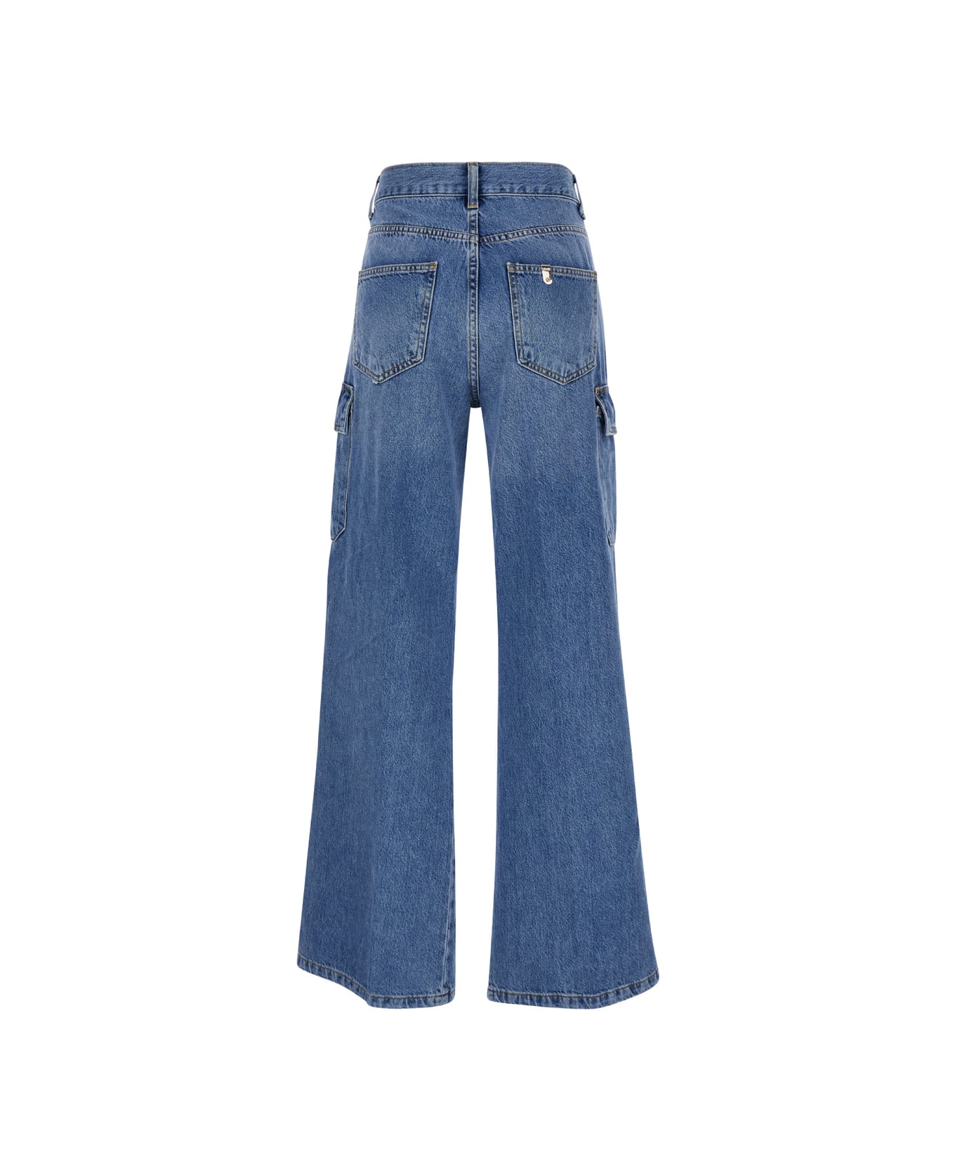 Liu-Jo Blue Denim Cargo Pants In Cotton Woman - Blu