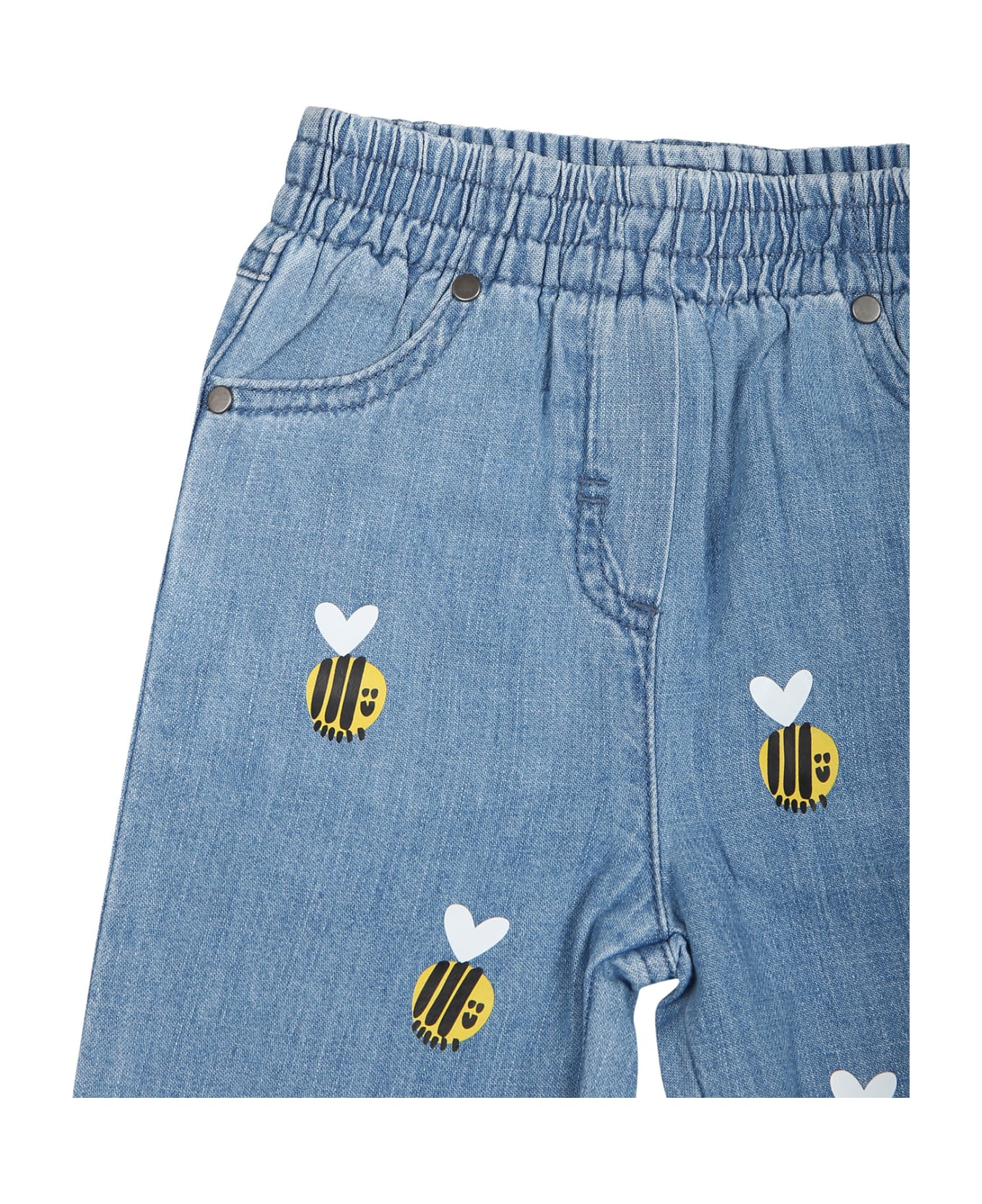 Stella McCartney Kids Blue Jeans For Baby Girl With Beees - Denim