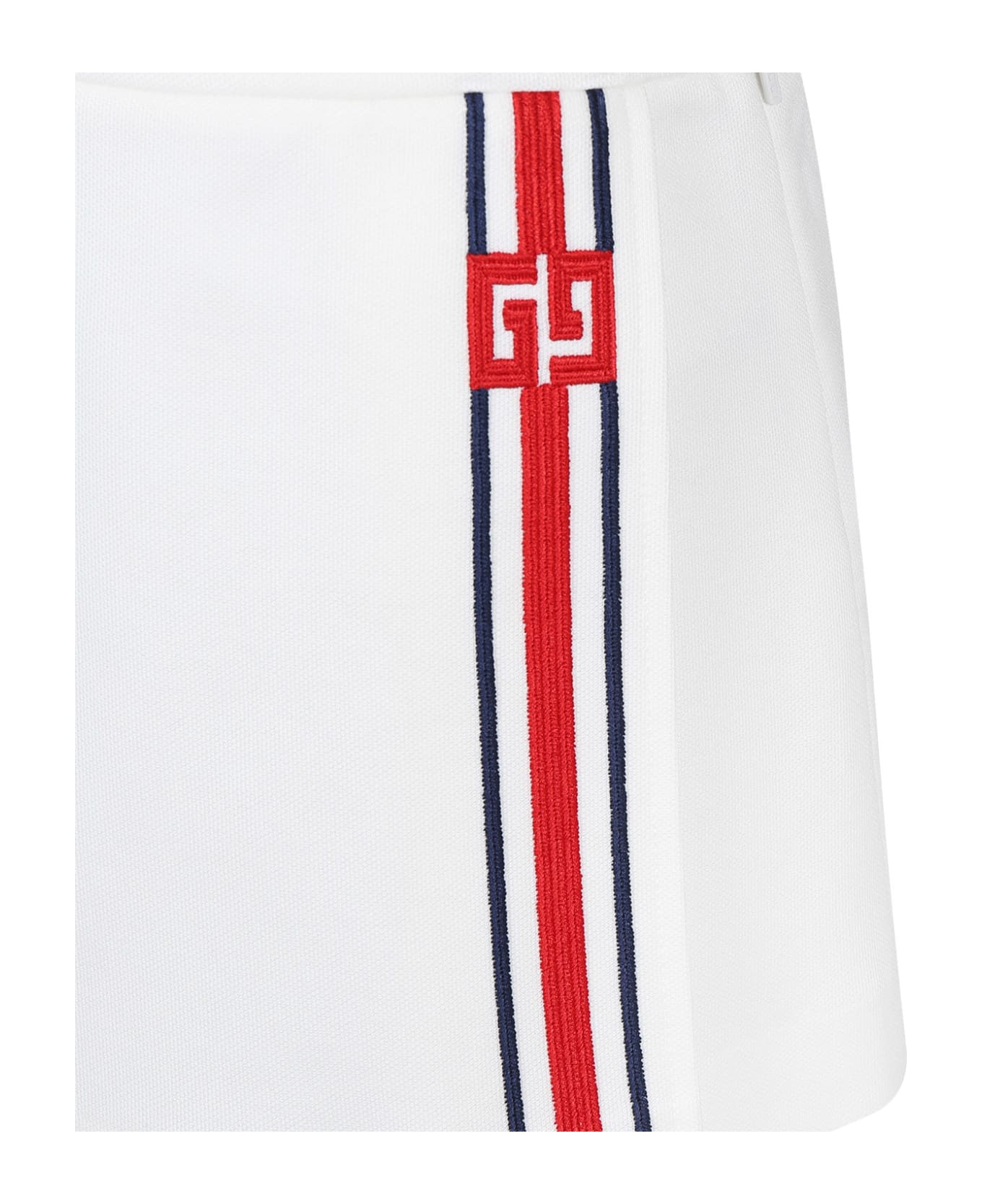 Gucci White Casual Skirt For Girl With Double G - Bianco